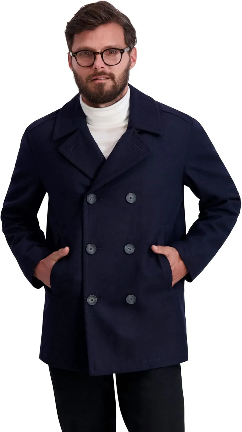 Nautica Men's Peacoat Wool Blend Double Breasted Winter Coat