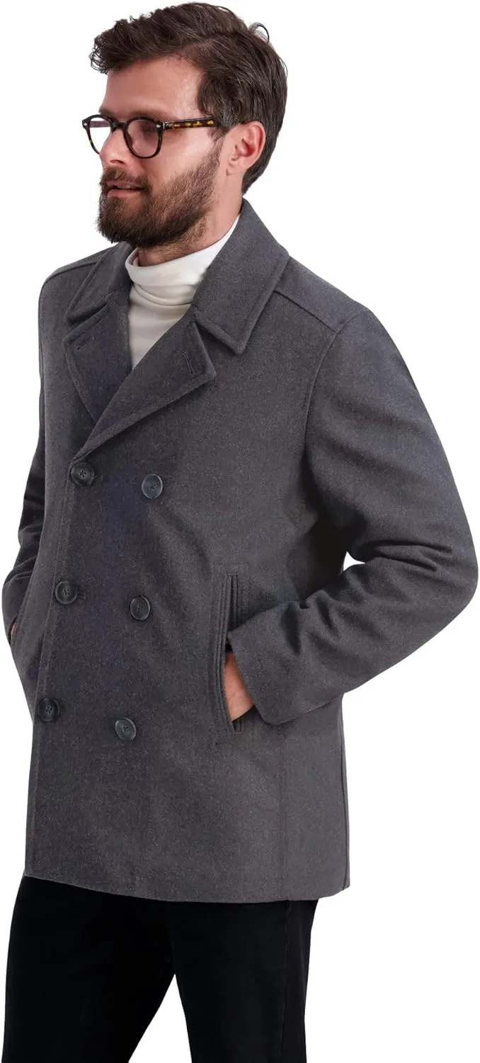 Nautica Men's Peacoat Wool Blend Double Breasted Winter Coat