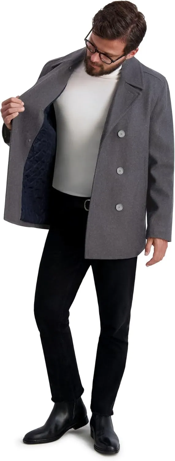 Nautica Men's Peacoat Wool Blend Double Breasted Winter Coat