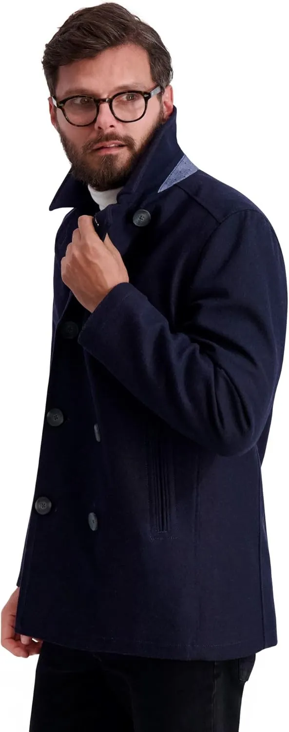 Nautica Men's Peacoat Wool Blend Double Breasted Winter Coat