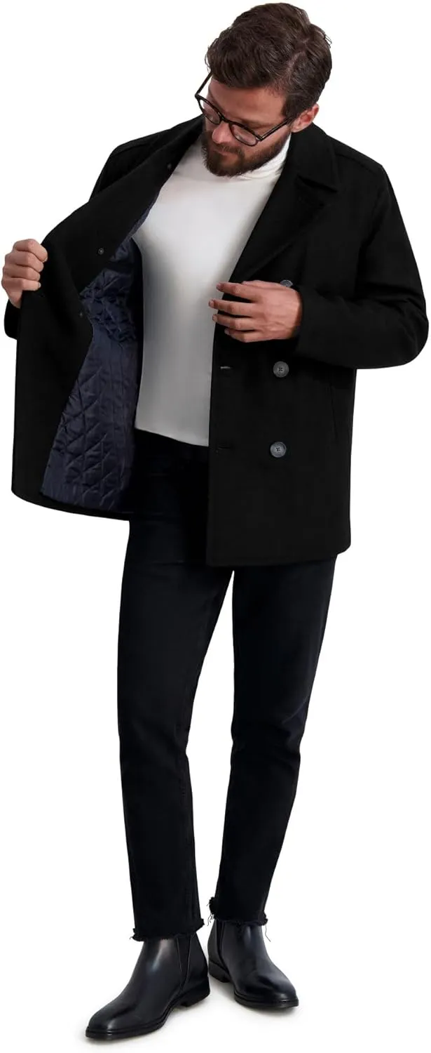 Nautica Men's Peacoat Wool Blend Double Breasted Winter Coat