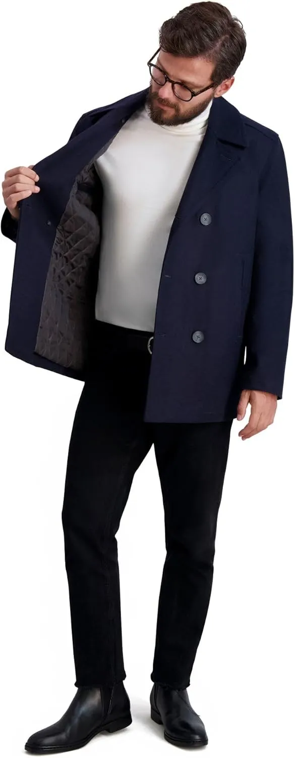 Nautica Men's Peacoat Wool Blend Double Breasted Winter Coat