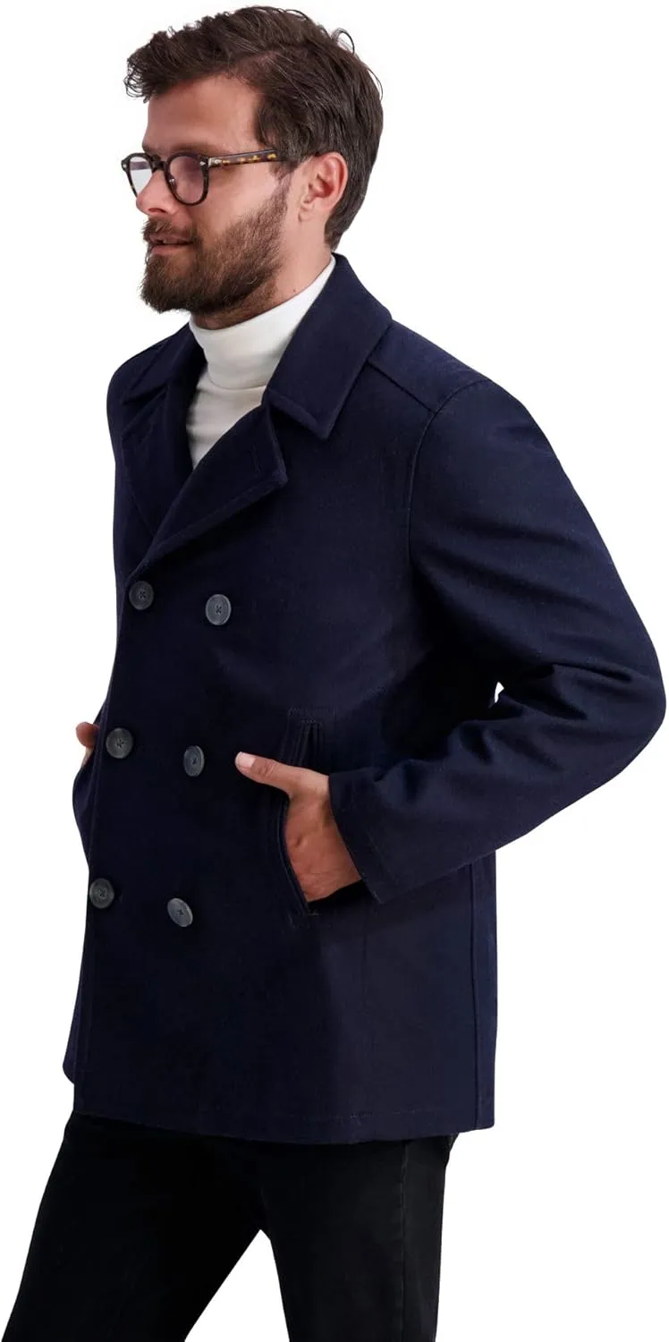 Nautica Men's Peacoat Wool Blend Double Breasted Winter Coat