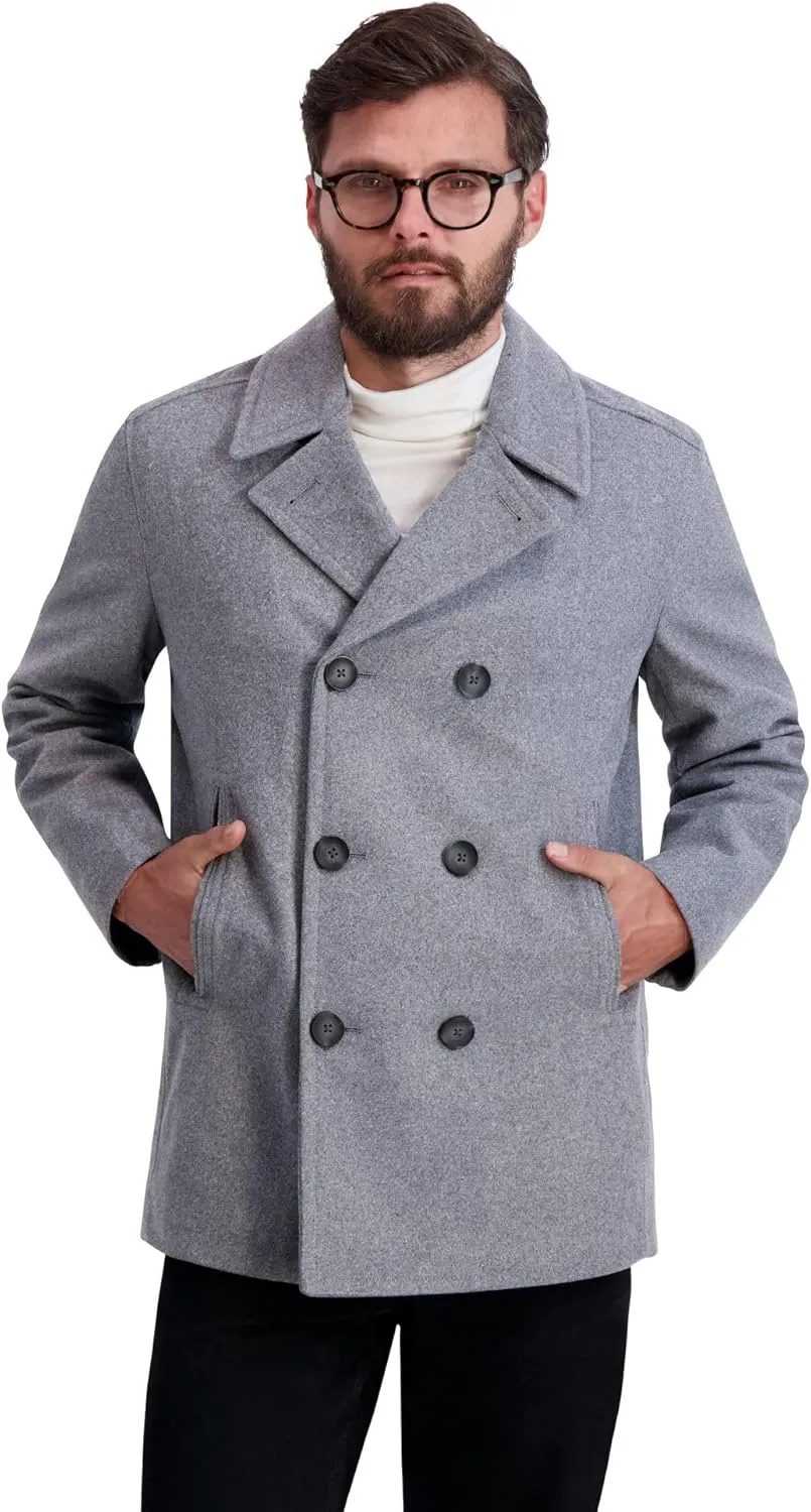 Nautica Men's Peacoat Wool Blend Double Breasted Winter Coat