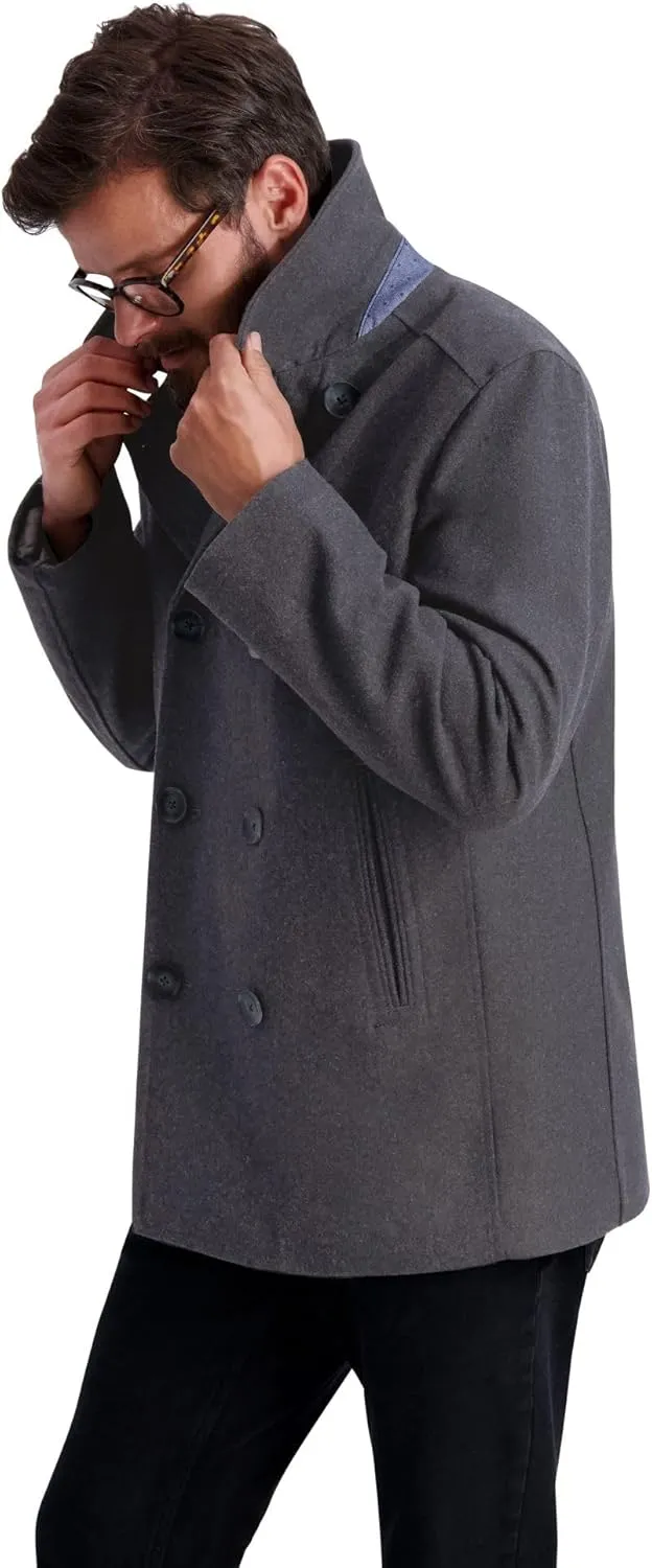 Nautica Men's Peacoat Wool Blend Double Breasted Winter Coat