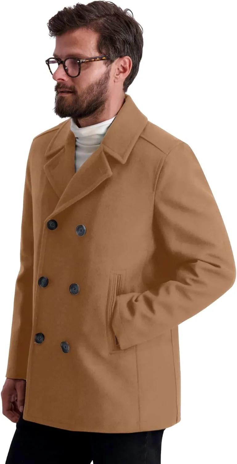 Nautica Men's Peacoat Wool Blend Double Breasted Winter Coat