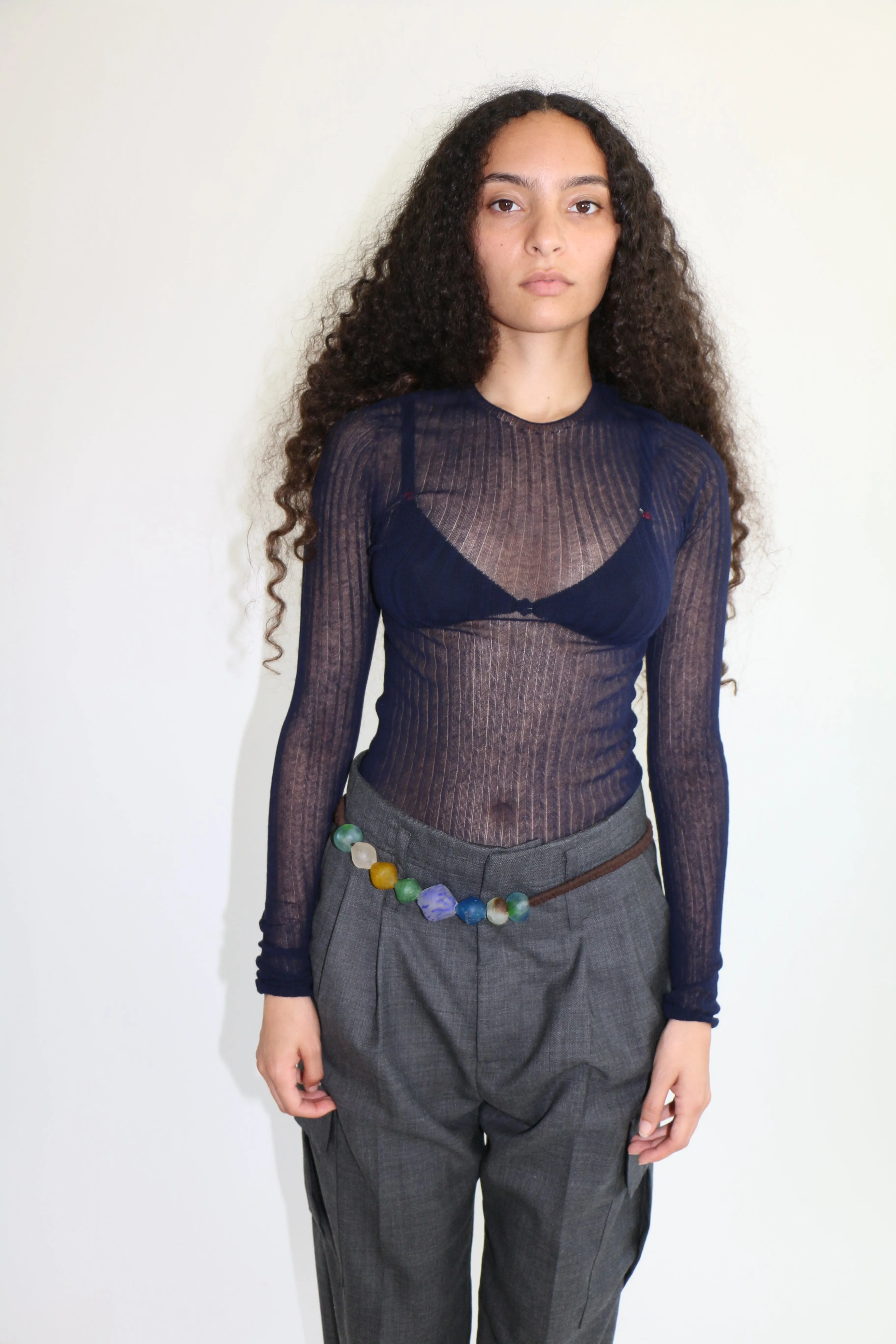 Navy Tulle Top