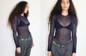Navy Tulle Top