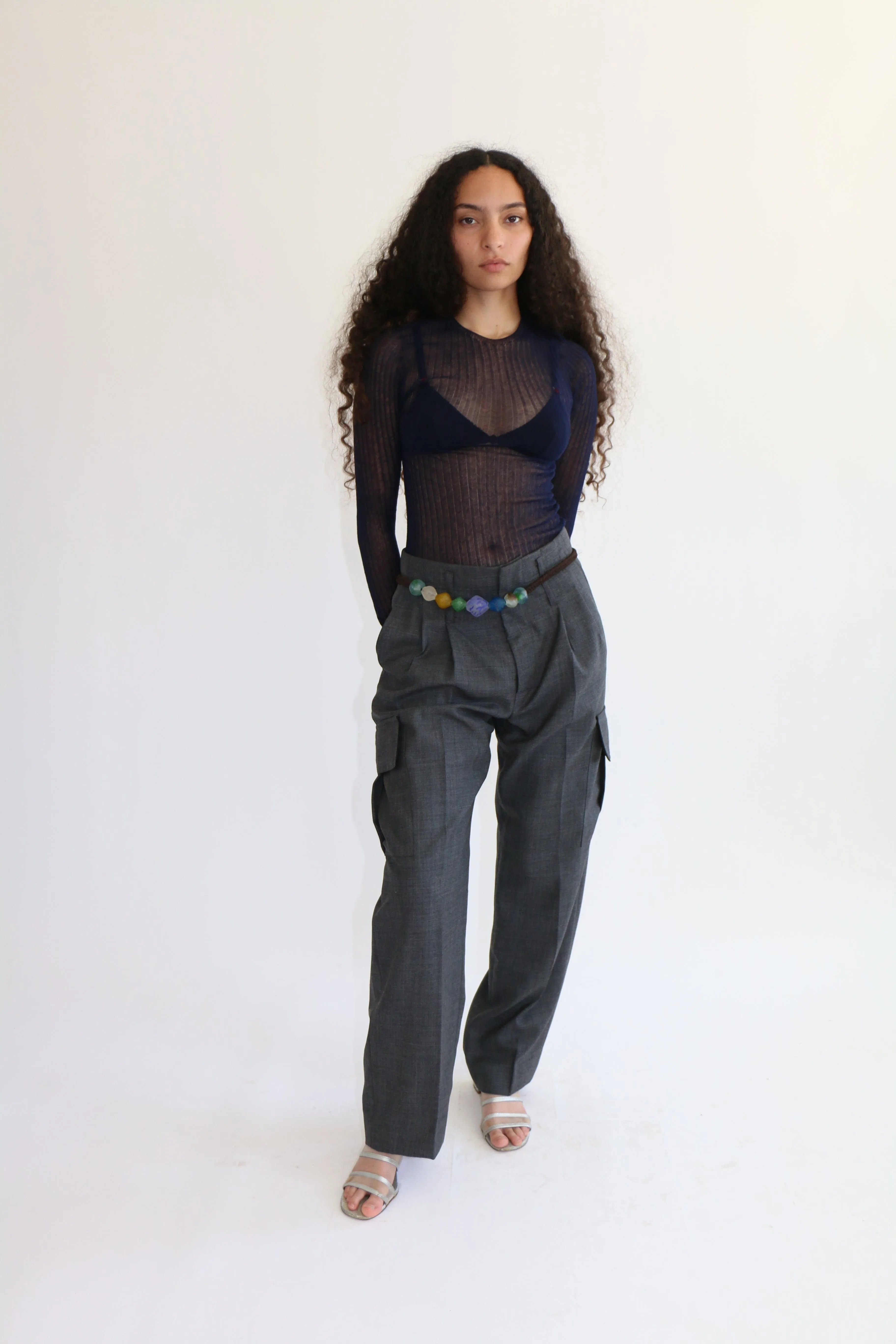 Navy Tulle Top