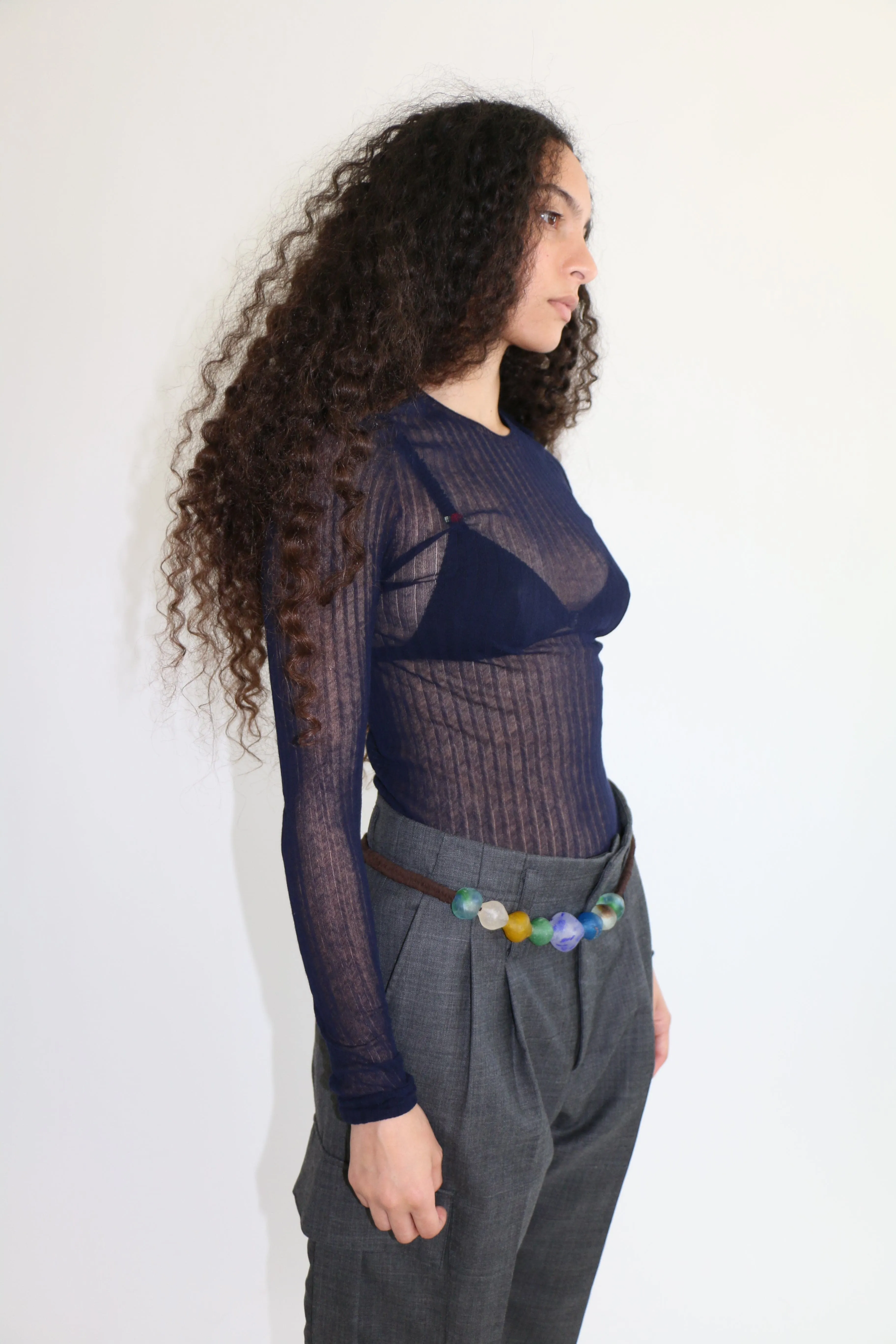 Navy Tulle Top