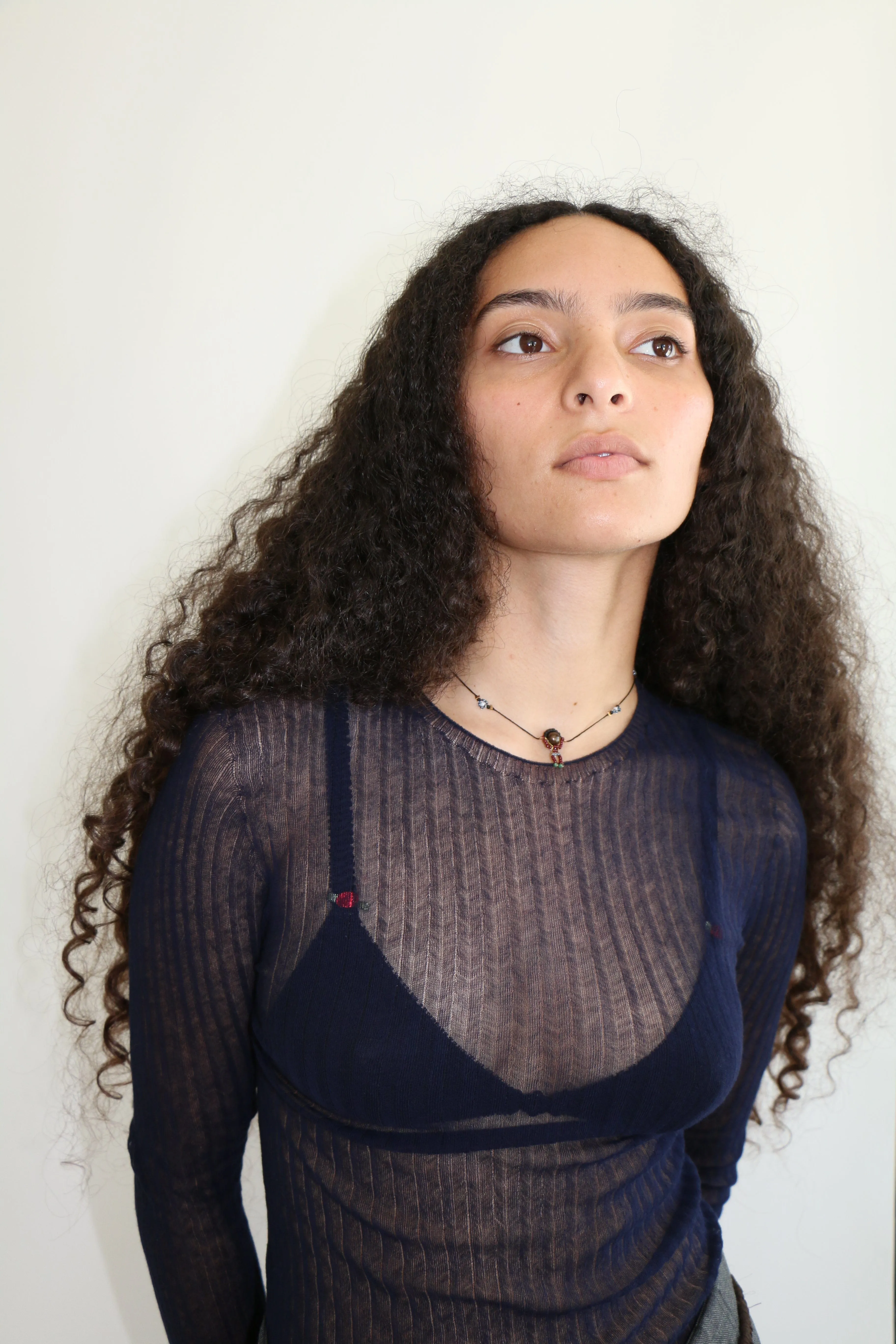 Navy Tulle Top