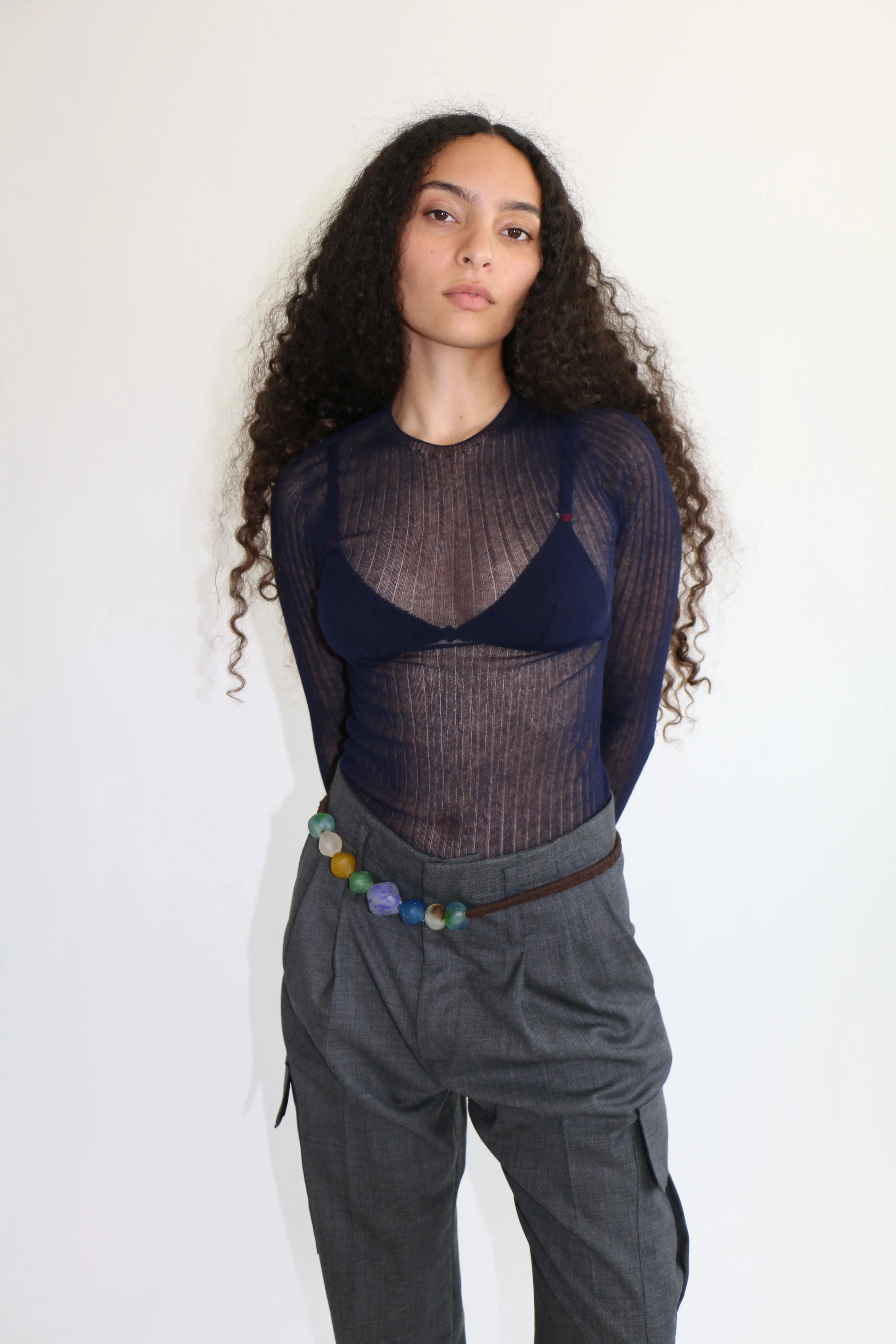 Navy Tulle Top