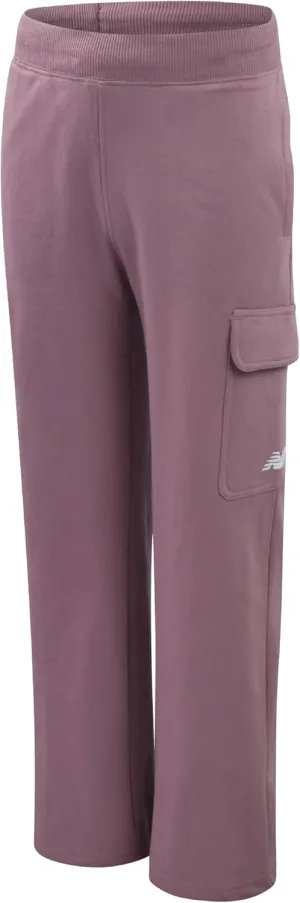 New Balance Girls' Pants - Soft Cotton Blend Fleece Wide Leg Cargo Pants - Lightweight Jogger Sweatpants for Girls (7-16)