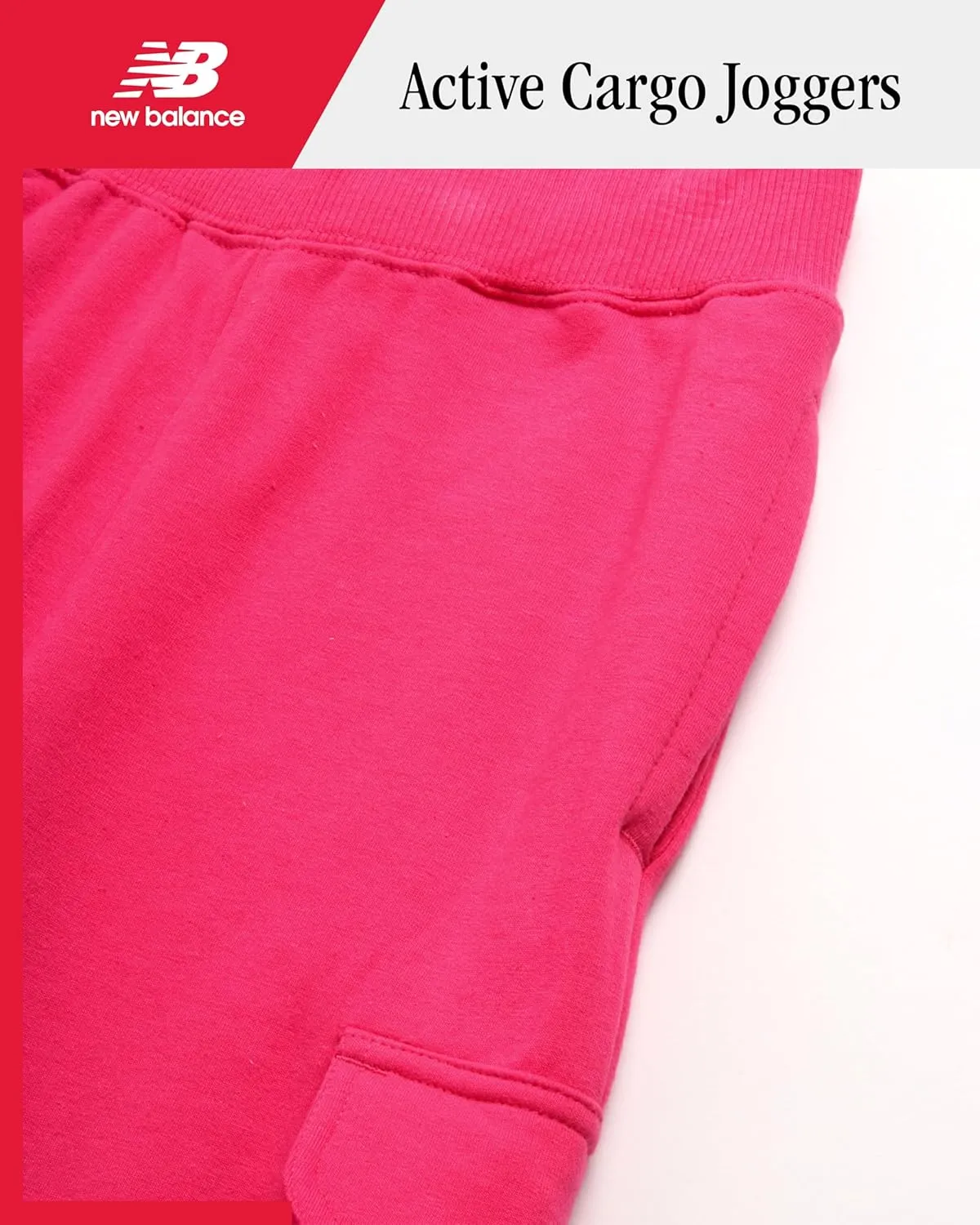 New Balance Girls' Pants - Soft Cotton Blend Fleece Wide Leg Cargo Pants - Lightweight Jogger Sweatpants for Girls (7-16)