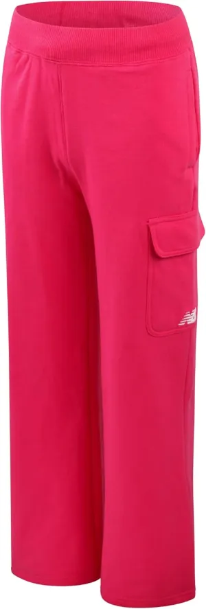 New Balance Girls' Pants - Soft Cotton Blend Fleece Wide Leg Cargo Pants - Lightweight Jogger Sweatpants for Girls (7-16)