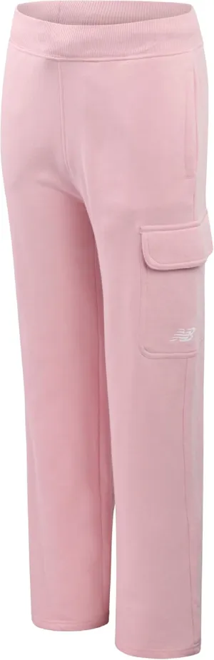 New Balance Girls' Pants - Soft Cotton Blend Fleece Wide Leg Cargo Pants - Lightweight Jogger Sweatpants for Girls (7-16)