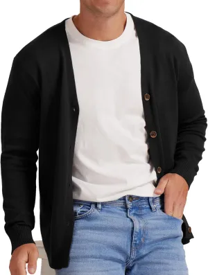 NITAGUT Men's Vintage Striped Long Sleeve Cardigan Sweater with Button V Neck Knitted Sweaters