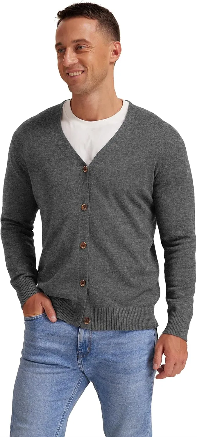 NITAGUT Men's Vintage Striped Long Sleeve Cardigan Sweater with Button V Neck Knitted Sweaters