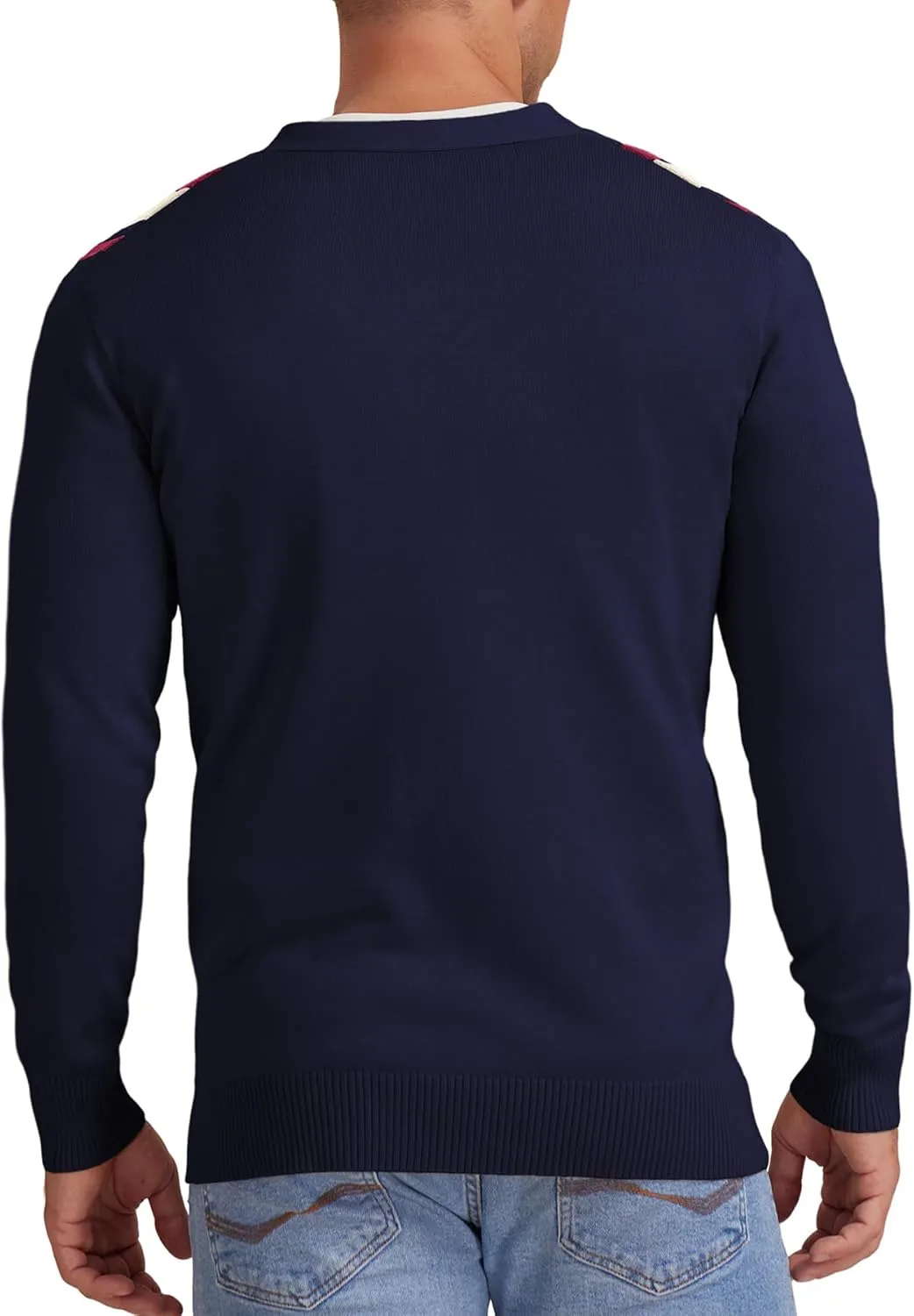 NITAGUT Men's Vintage Striped Long Sleeve Cardigan Sweater with Button V Neck Knitted Sweaters