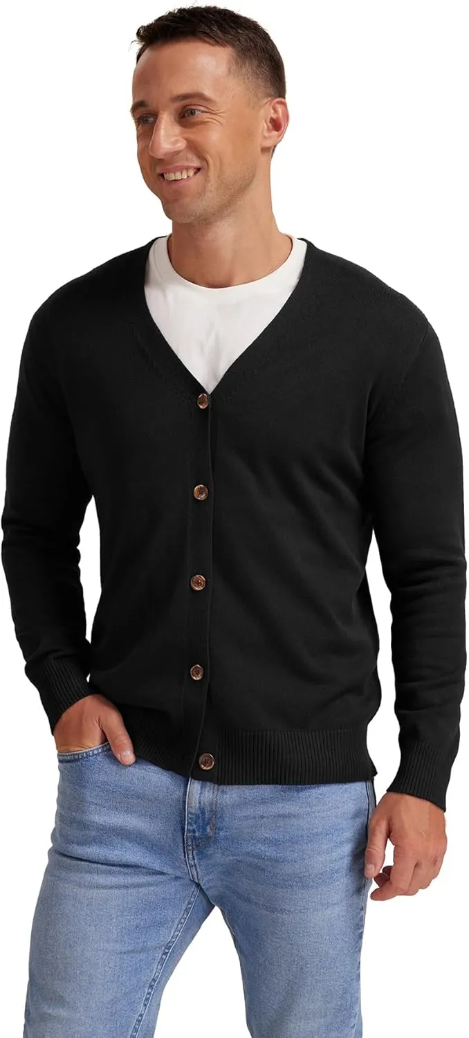 NITAGUT Men's Vintage Striped Long Sleeve Cardigan Sweater with Button V Neck Knitted Sweaters