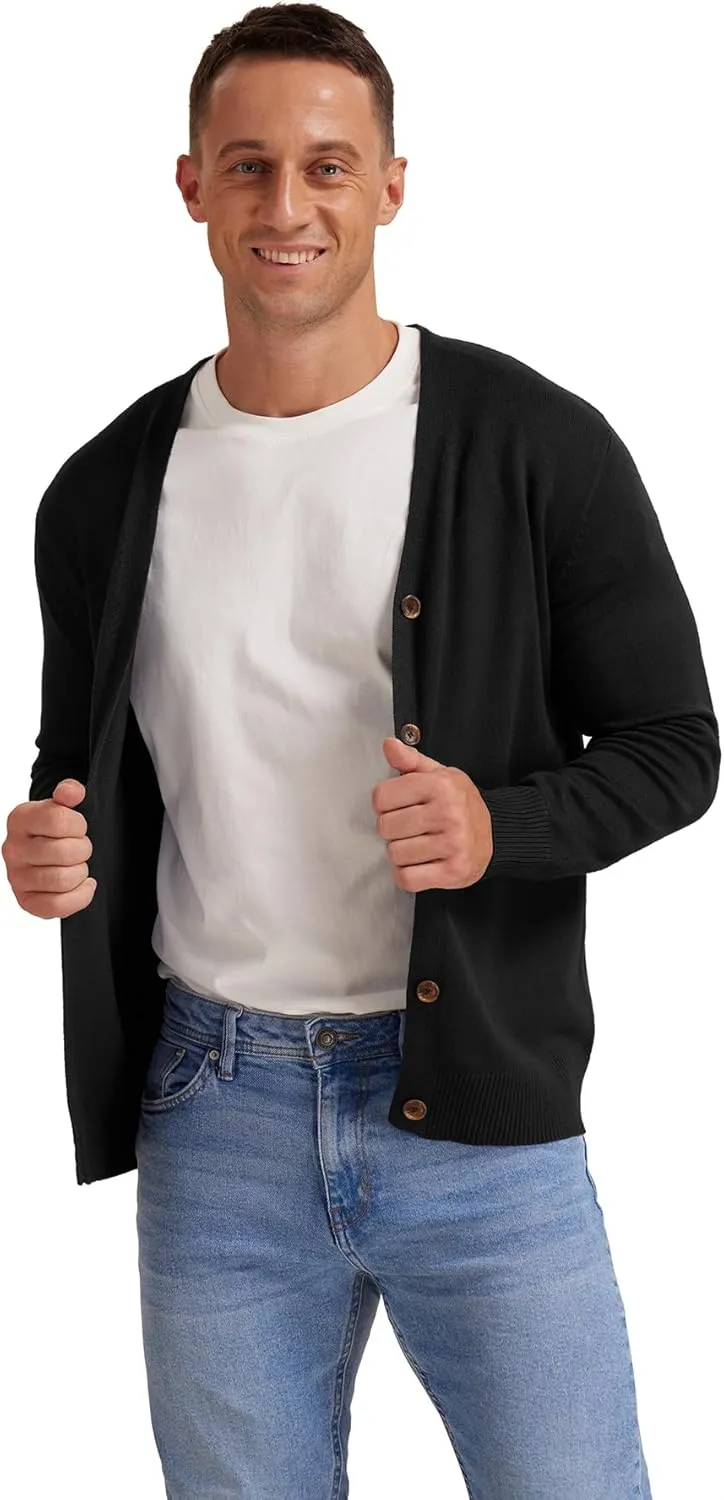 NITAGUT Men's Vintage Striped Long Sleeve Cardigan Sweater with Button V Neck Knitted Sweaters