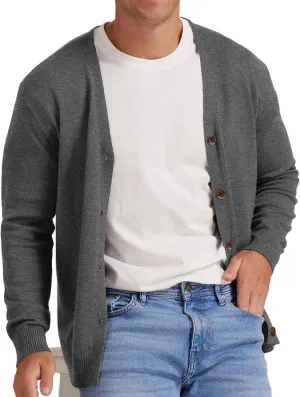 NITAGUT Men's Vintage Striped Long Sleeve Cardigan Sweater with Button V Neck Knitted Sweaters