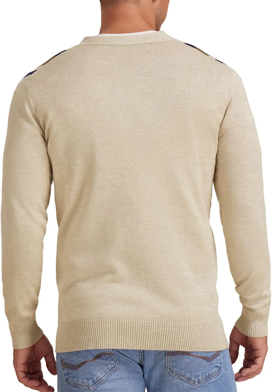NITAGUT Men's Vintage Striped Long Sleeve Cardigan Sweater with Button V Neck Knitted Sweaters