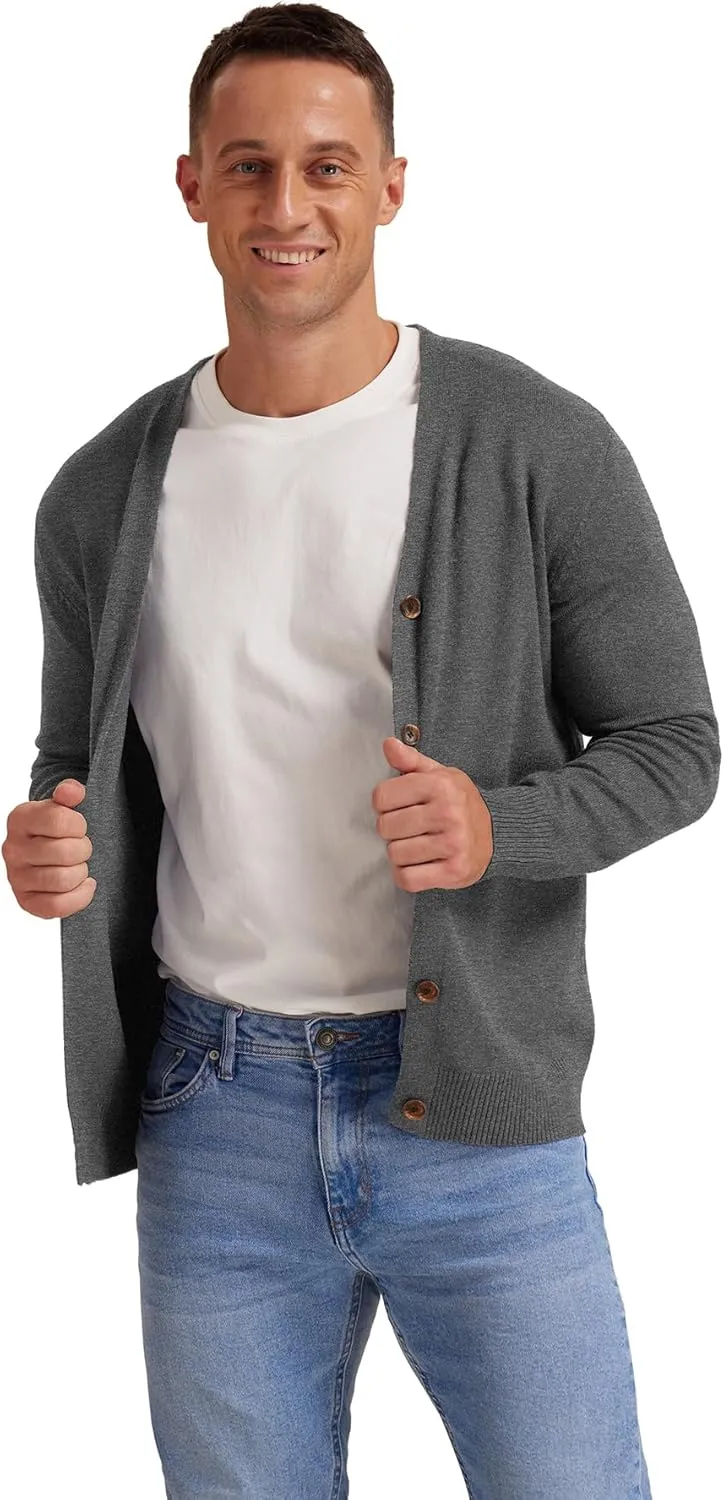 NITAGUT Men's Vintage Striped Long Sleeve Cardigan Sweater with Button V Neck Knitted Sweaters