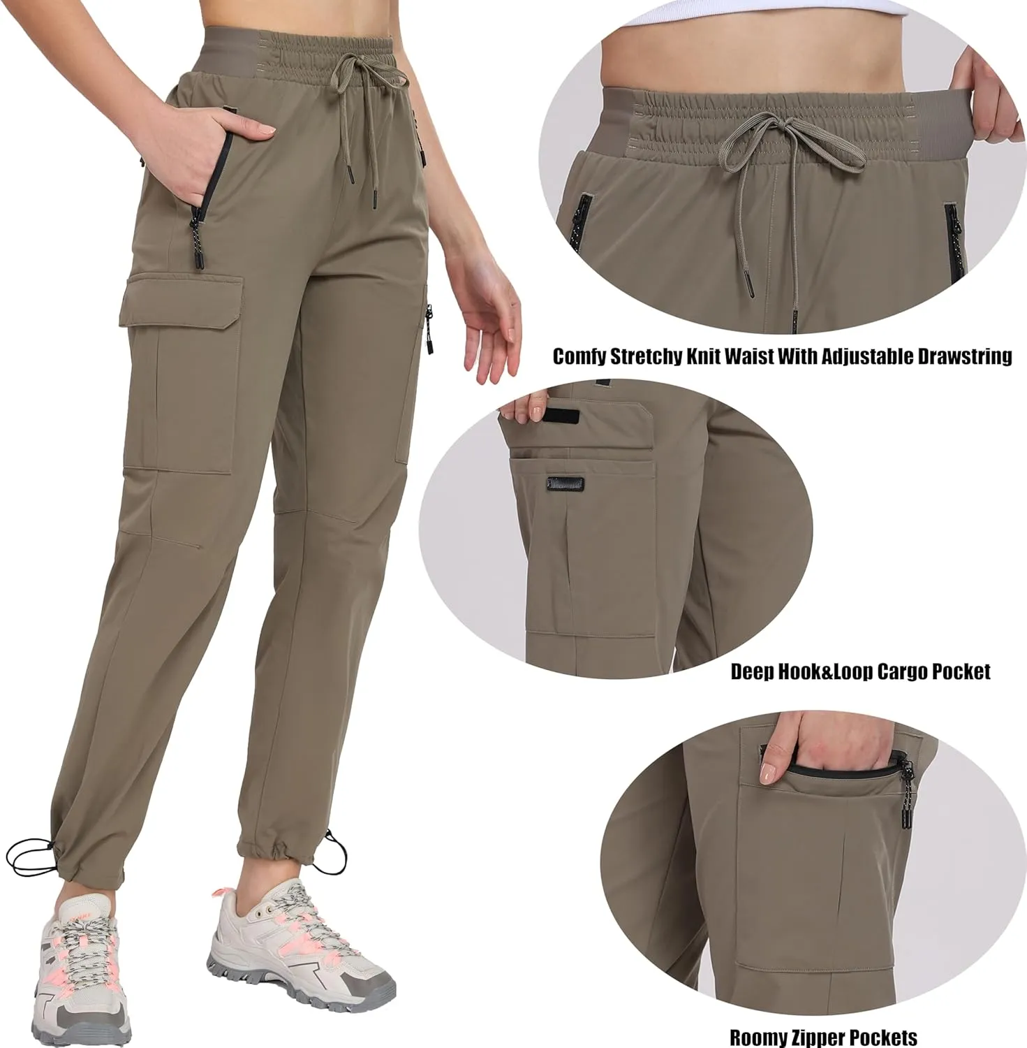 Oalka Women's Hiking Pants Water Resistant Quick Dry Cargo Pockets Pants