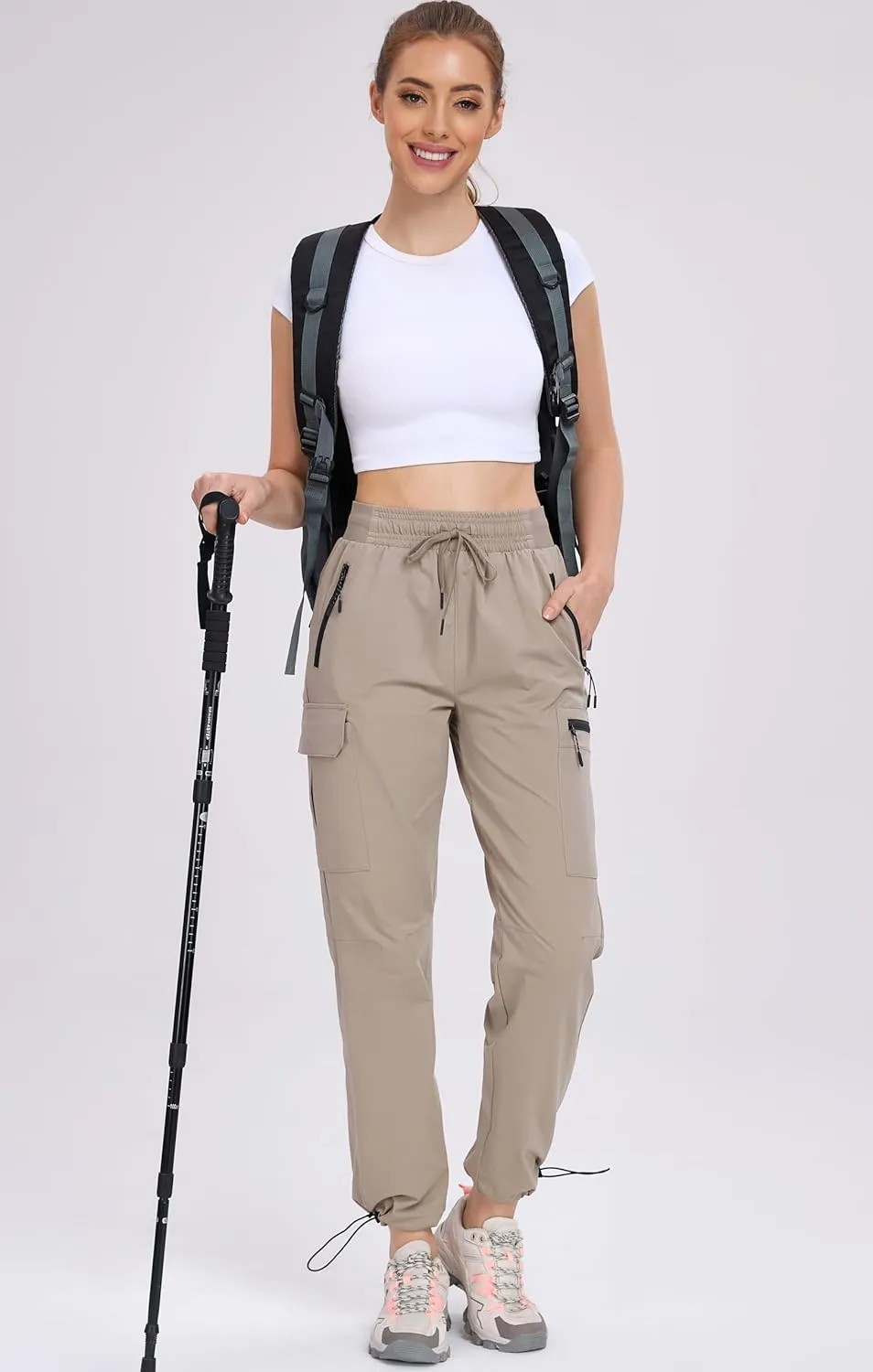 Oalka Women's Hiking Pants Water Resistant Quick Dry Cargo Pockets Pants