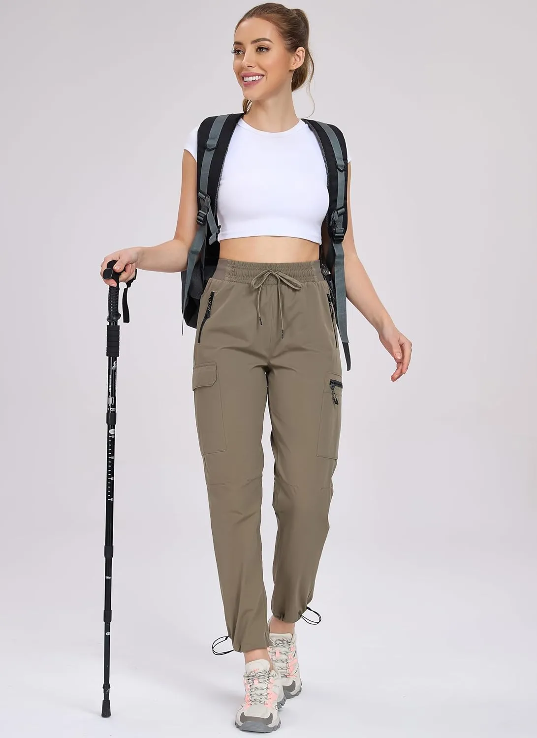 Oalka Women's Hiking Pants Water Resistant Quick Dry Cargo Pockets Pants