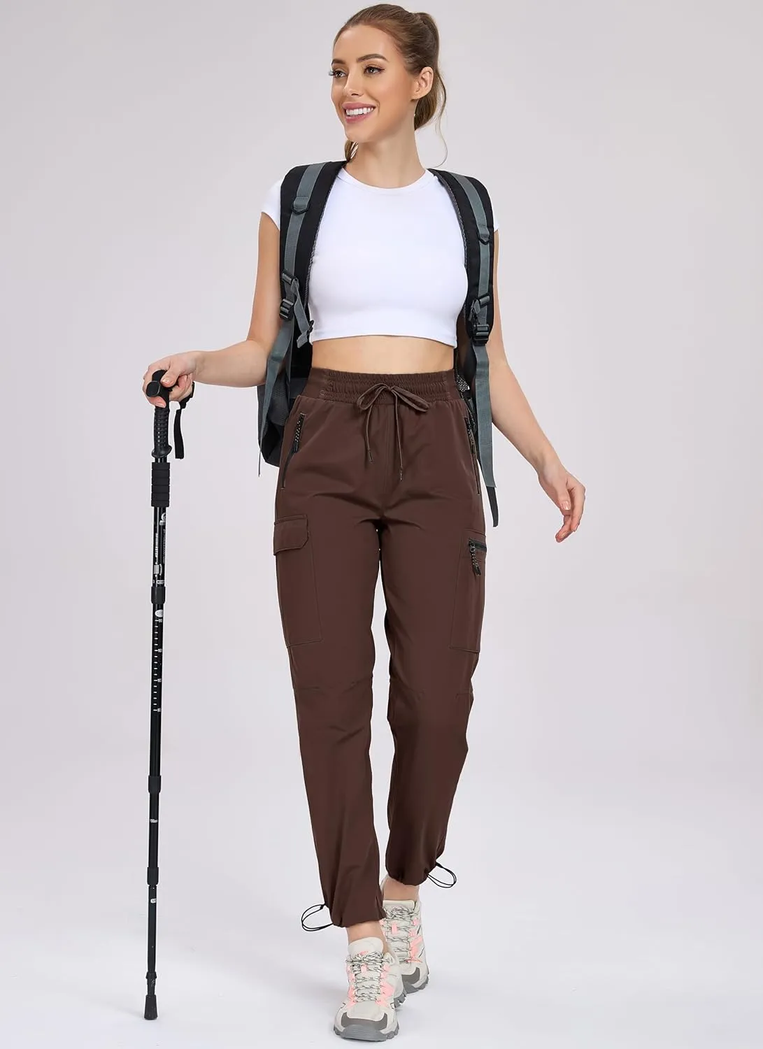 Oalka Women's Hiking Pants Water Resistant Quick Dry Cargo Pockets Pants