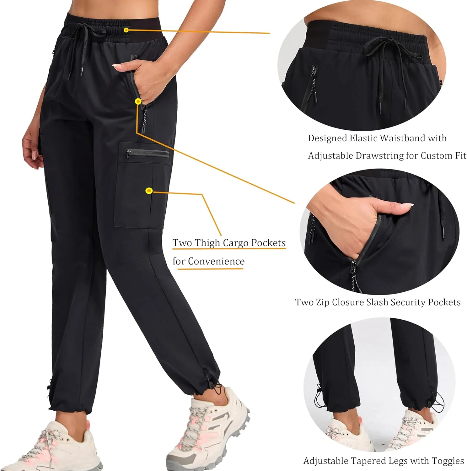 Oalka Women's Hiking Pants Water Resistant Quick Dry Cargo Pockets Pants