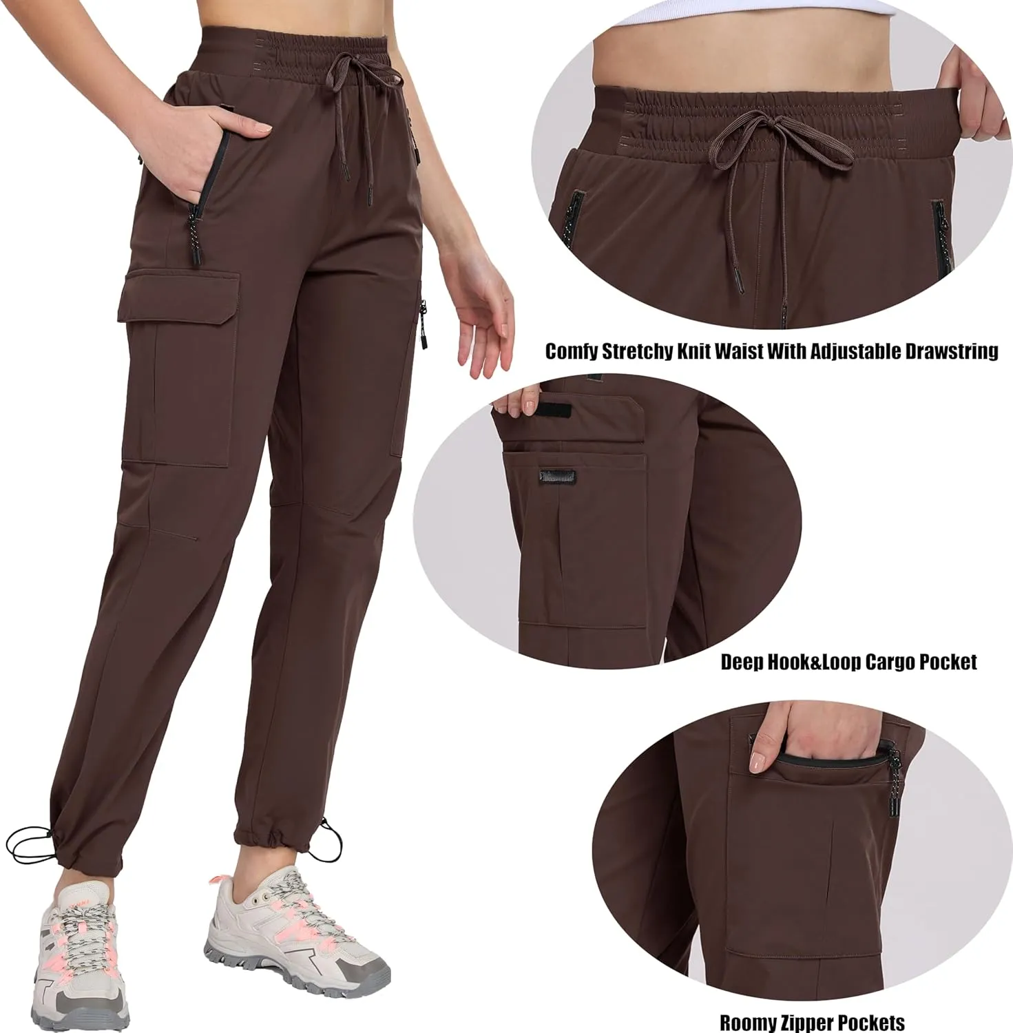 Oalka Women's Hiking Pants Water Resistant Quick Dry Cargo Pockets Pants