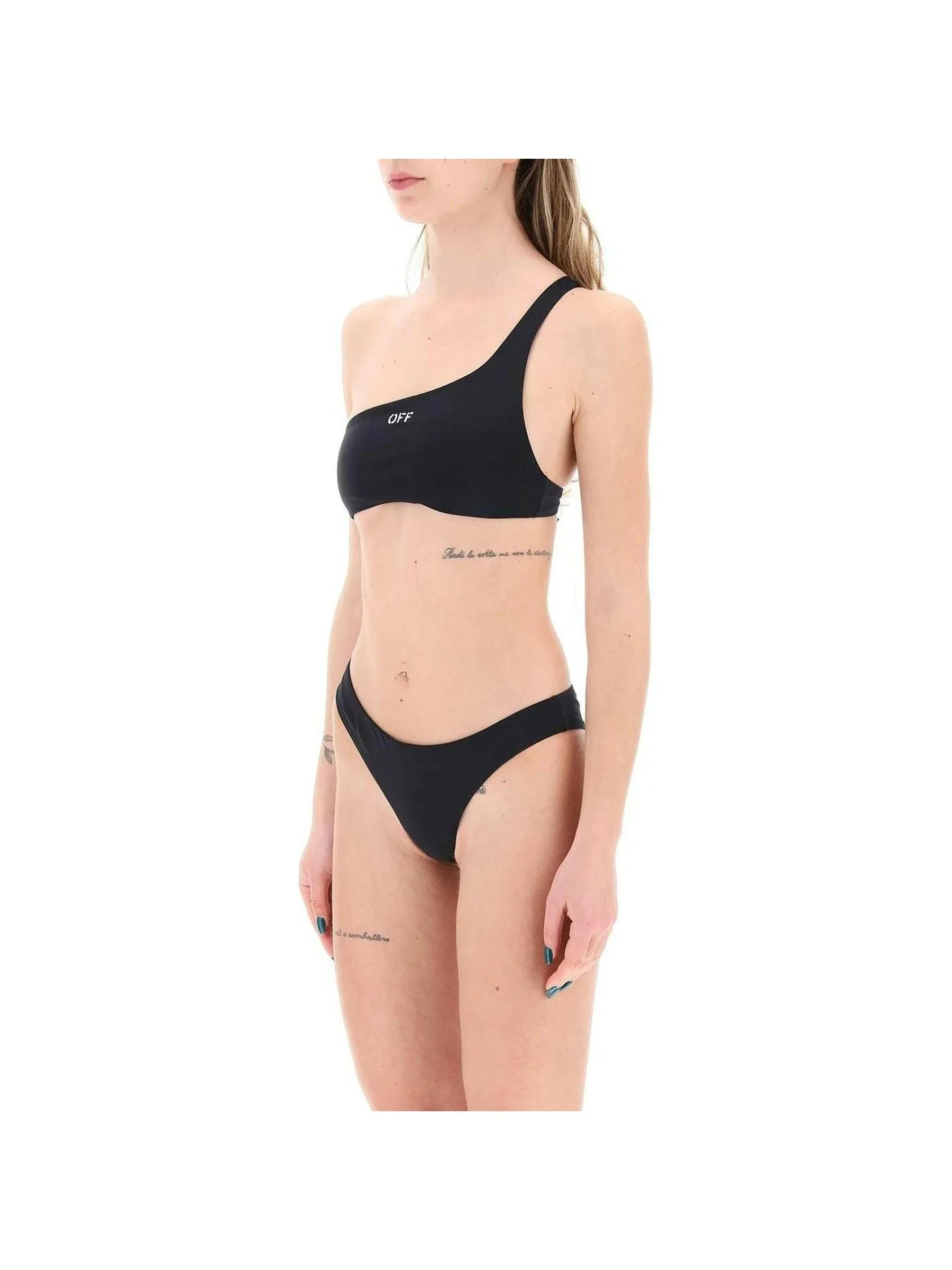 One-Shoulder Embroidered Swim Set