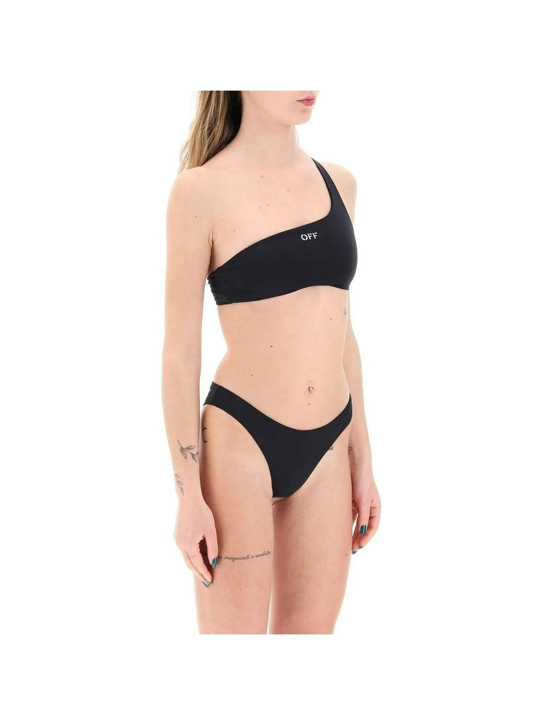 One-Shoulder Embroidered Swim Set