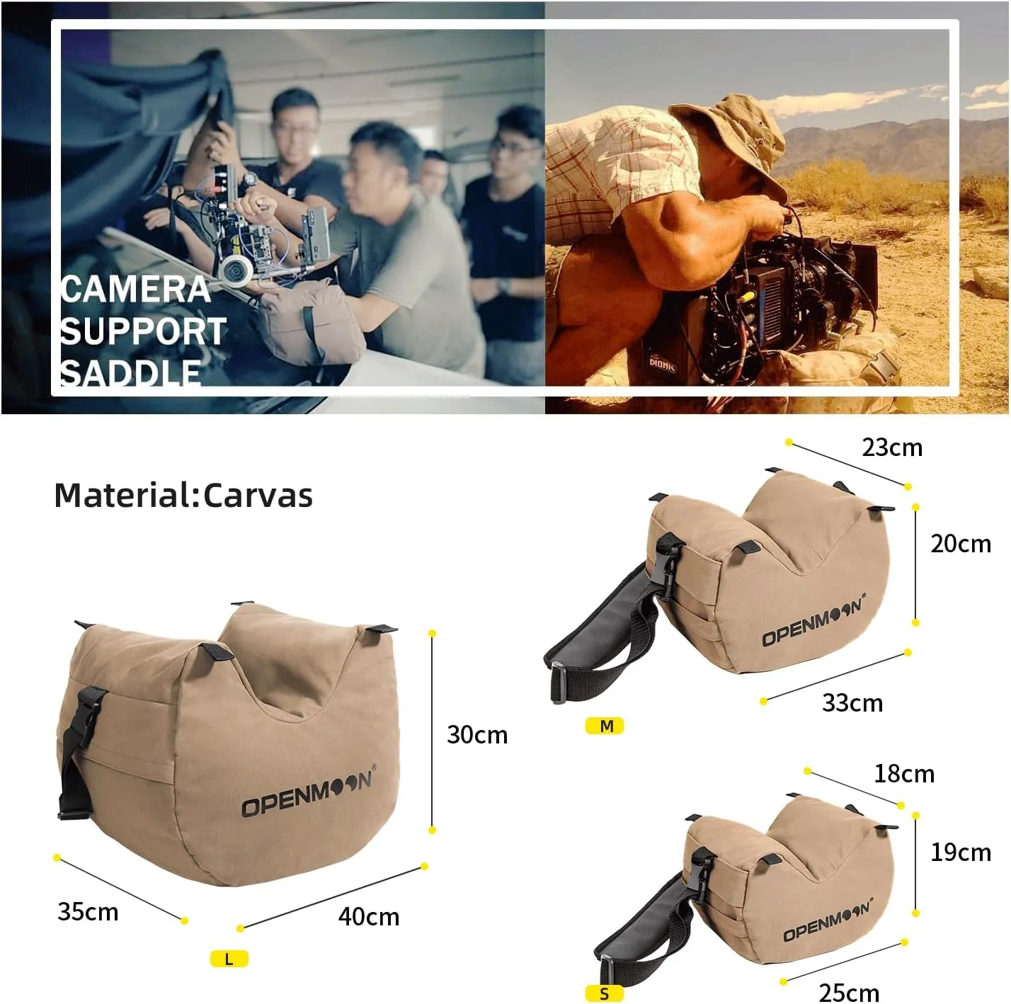 OPENMOON Camera Support Saddle Saddlebags Heavy-Duty Water-Resistant Canvas (Brown, S)