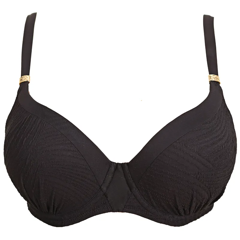 Ottawa Black Moulded Gathered Bikini Top - Fantasie Swim