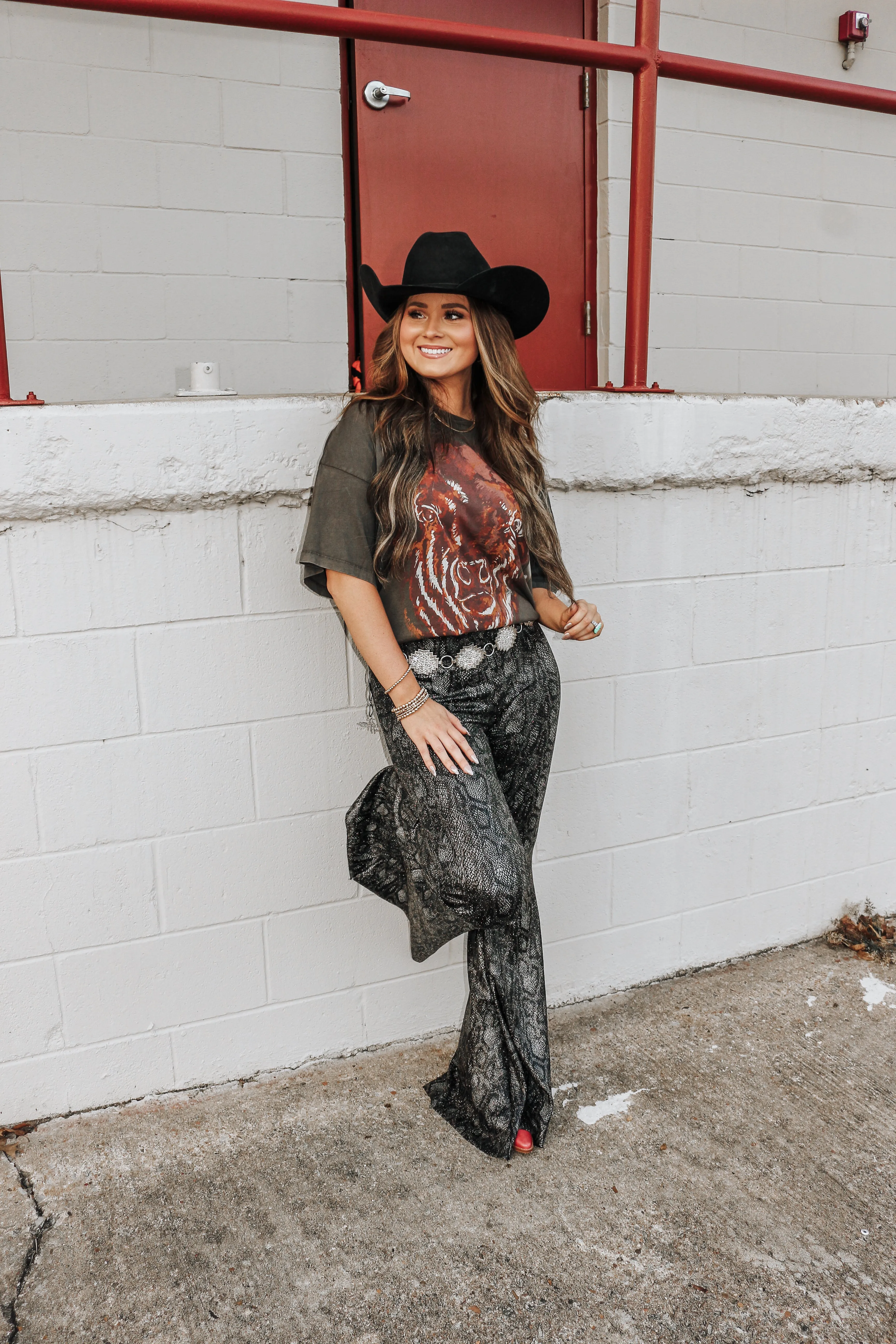 Pause Time Python Black & Gold Foil Bell Bottoms