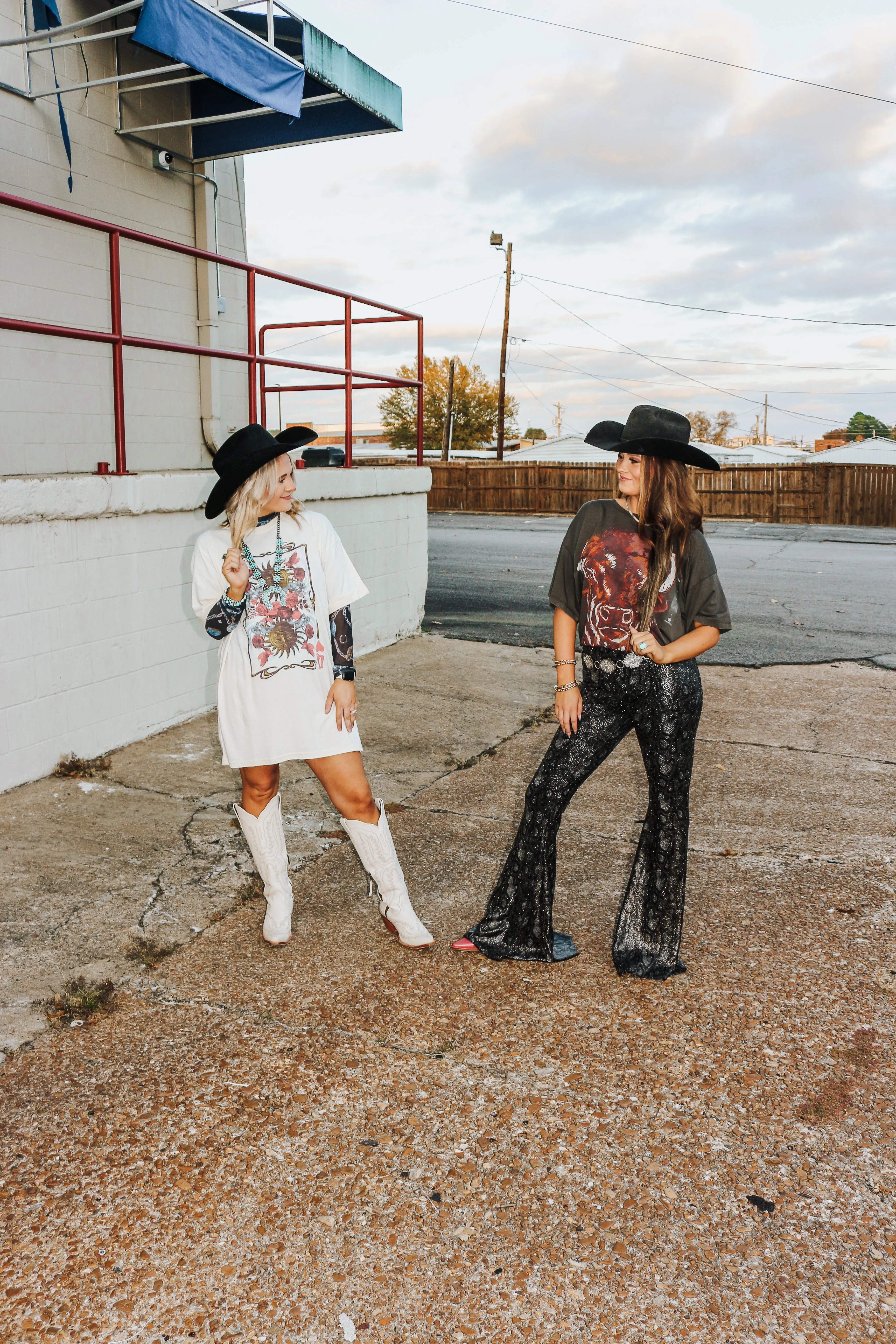 Pause Time Python Black & Gold Foil Bell Bottoms
