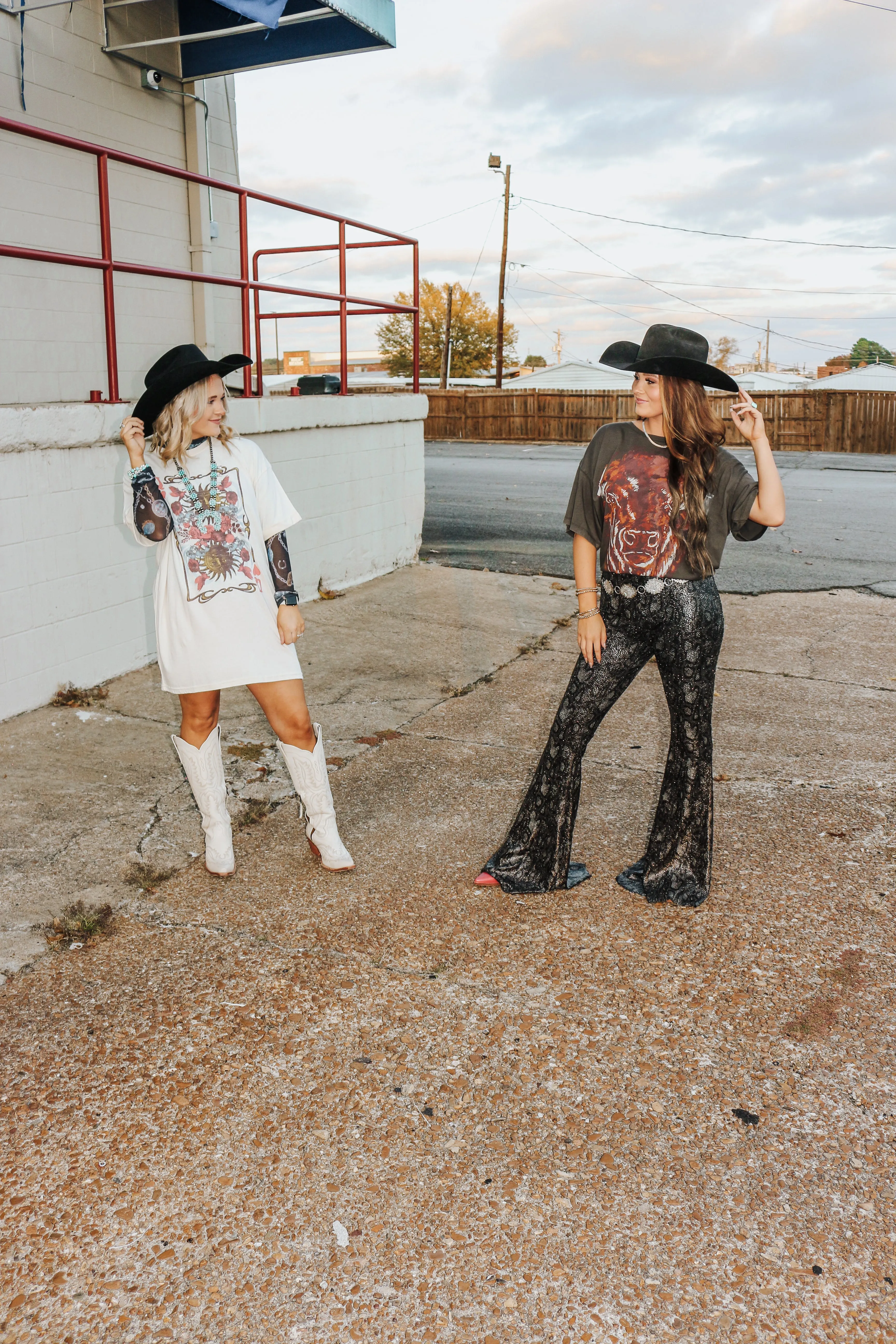 Pause Time Python Black & Gold Foil Bell Bottoms