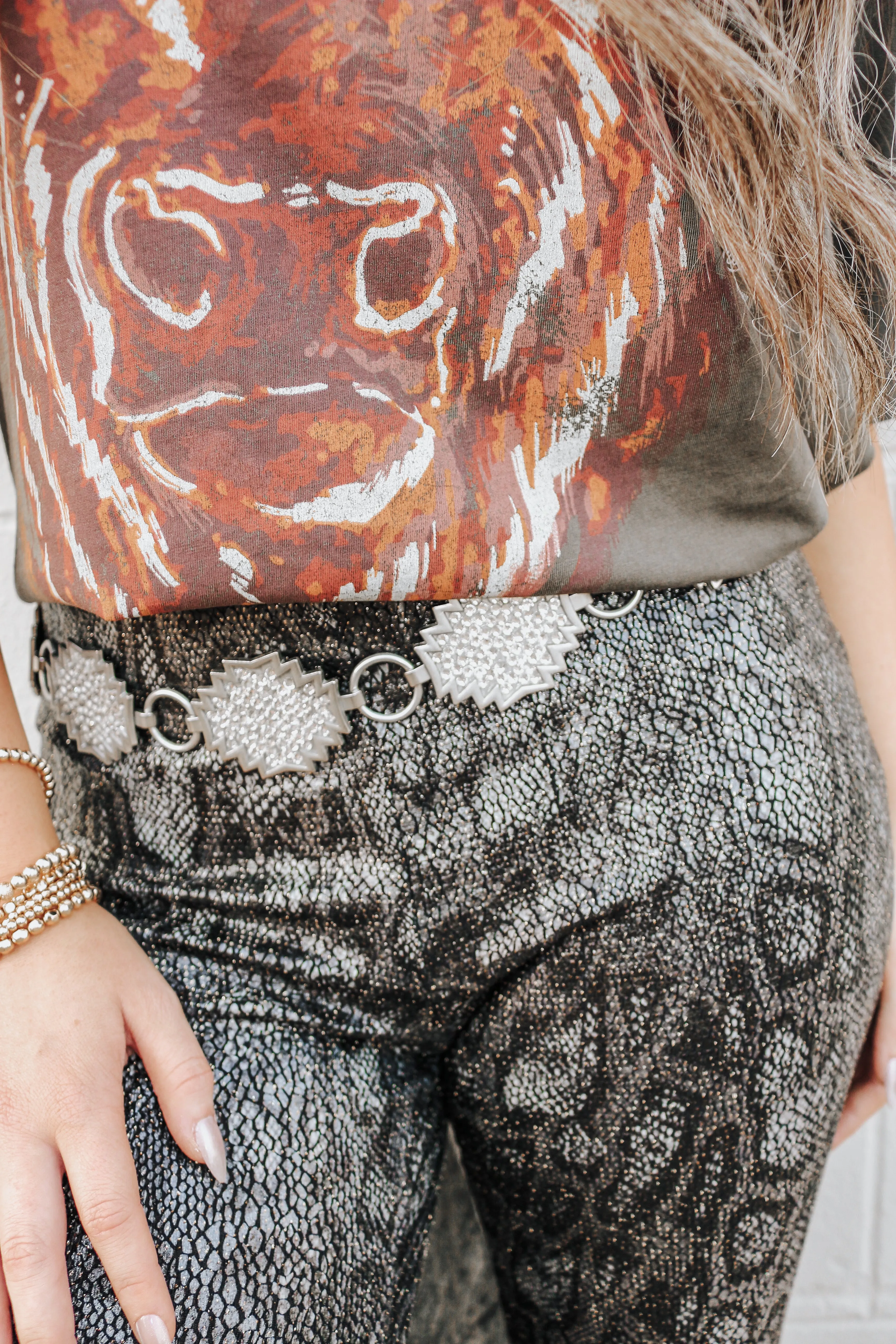 Pause Time Python Black & Gold Foil Bell Bottoms