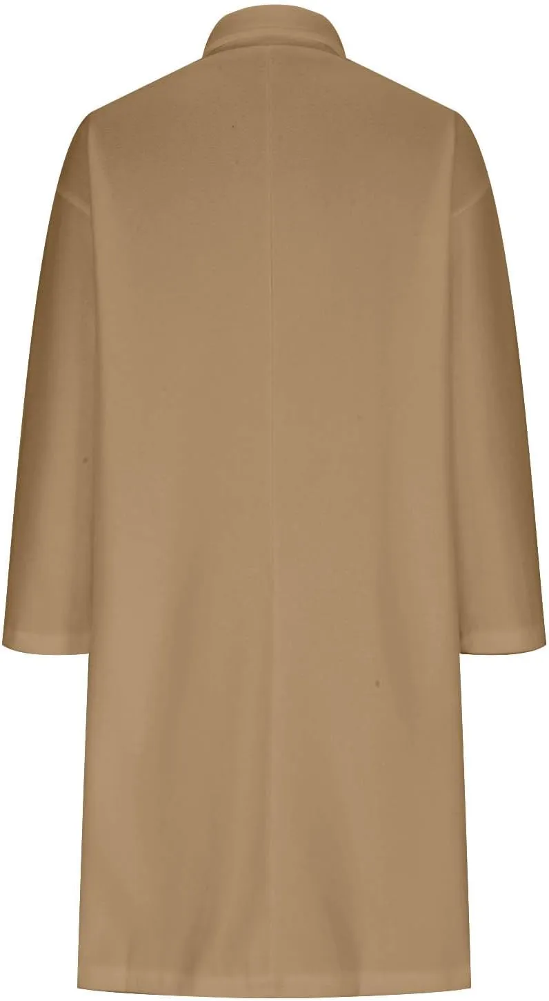 Pea Coats for Women Single Breasted Office Work Trench Coat 2024 Fall Winter Warm Loose Wool Blend Overcoat