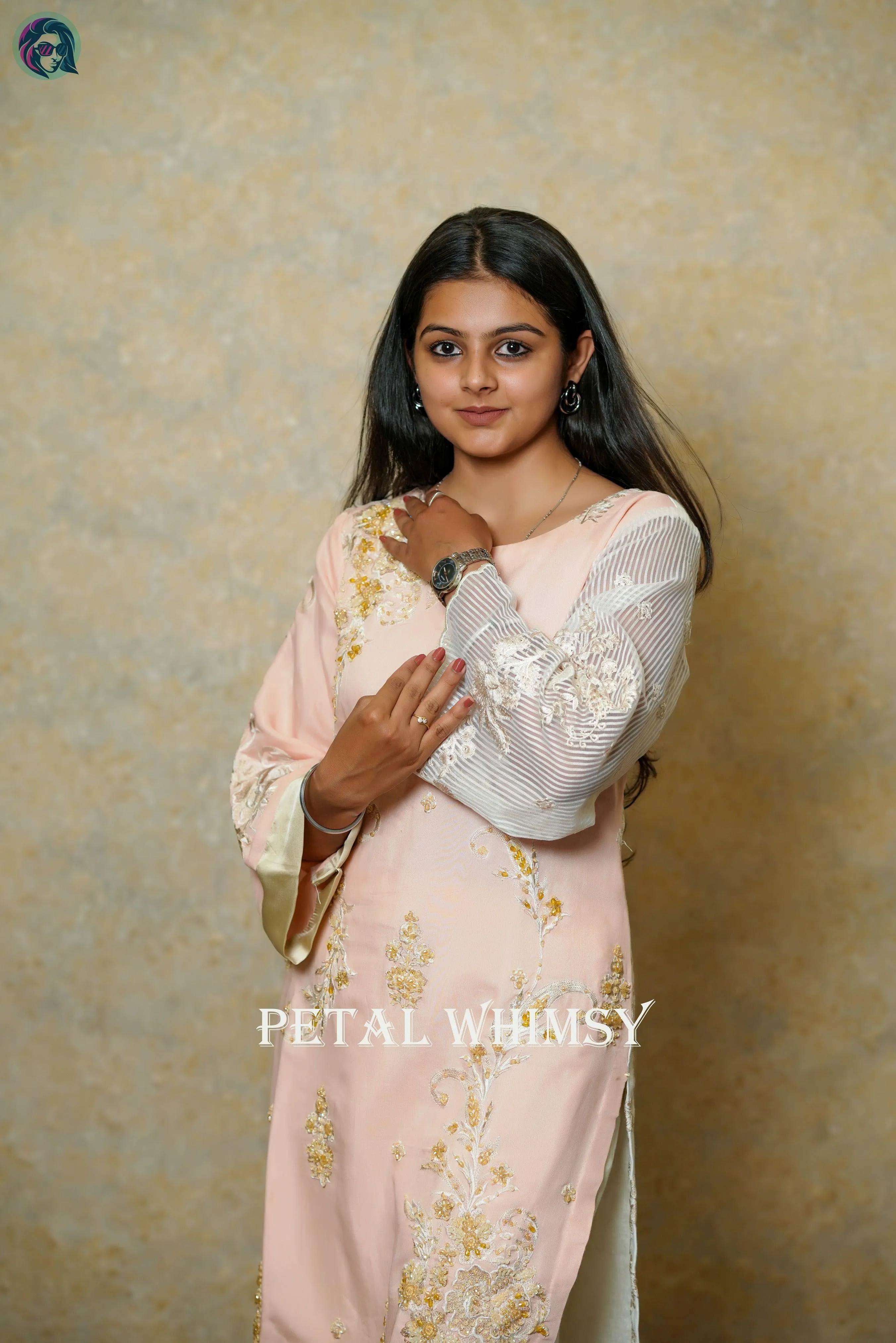 Petal Whimsy Embroidered Pakistani Style Suit with Intricate Petal Detailing