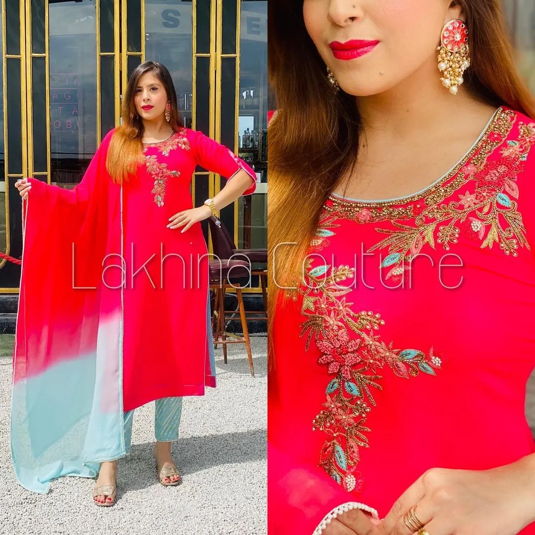 Pink Embroidered Suit