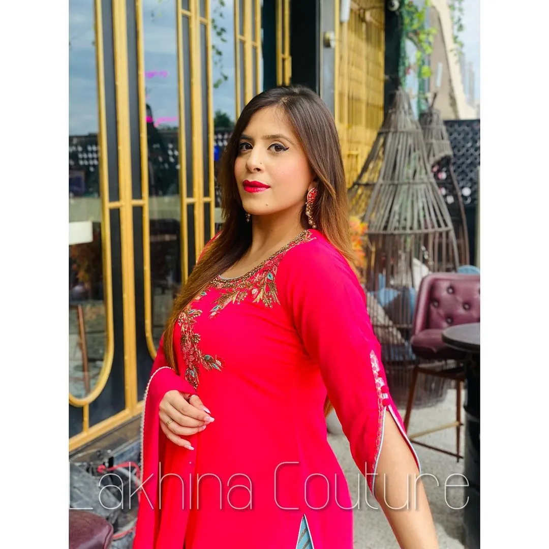 Pink Embroidered Suit