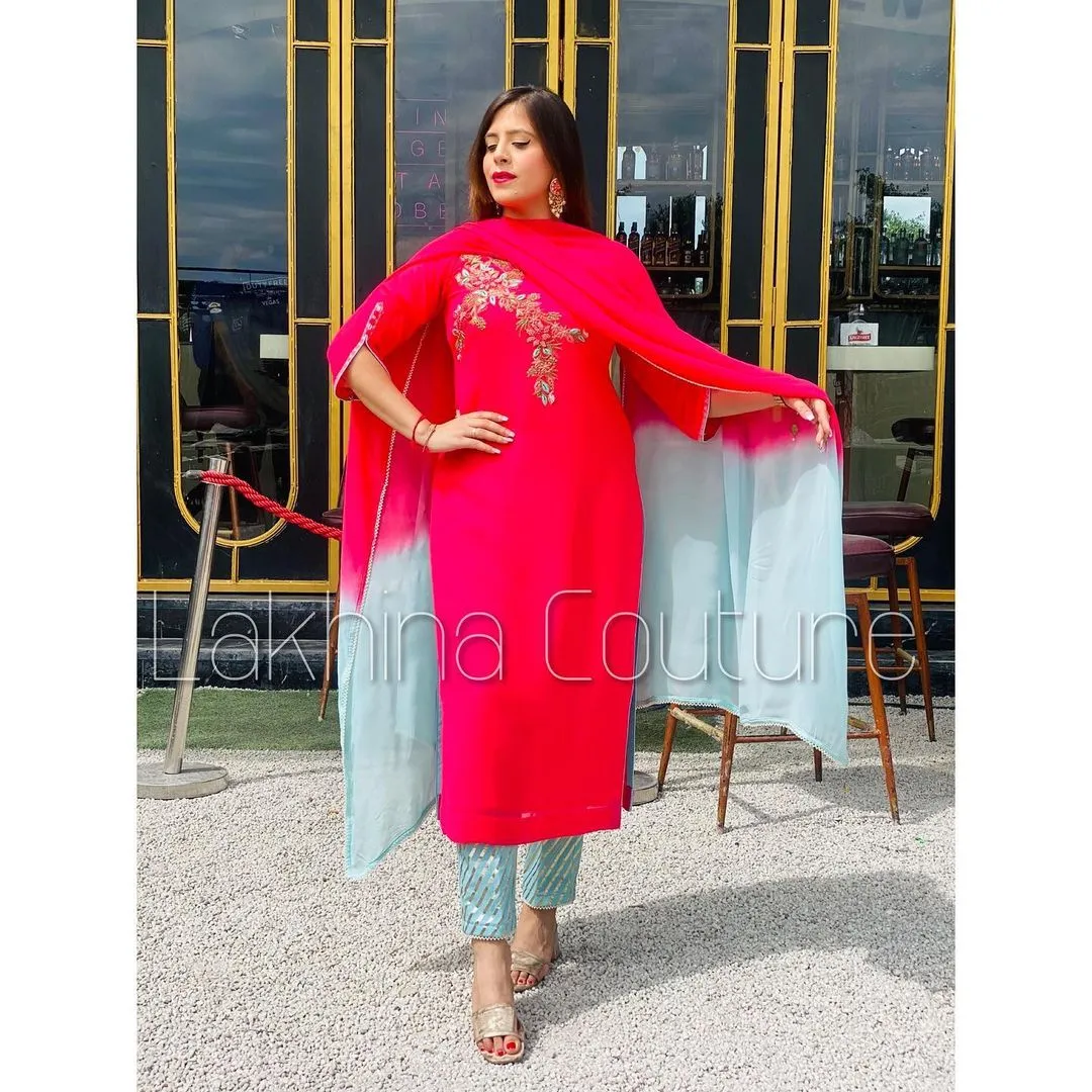 Pink Embroidered Suit
