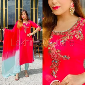 Pink Embroidered Suit
