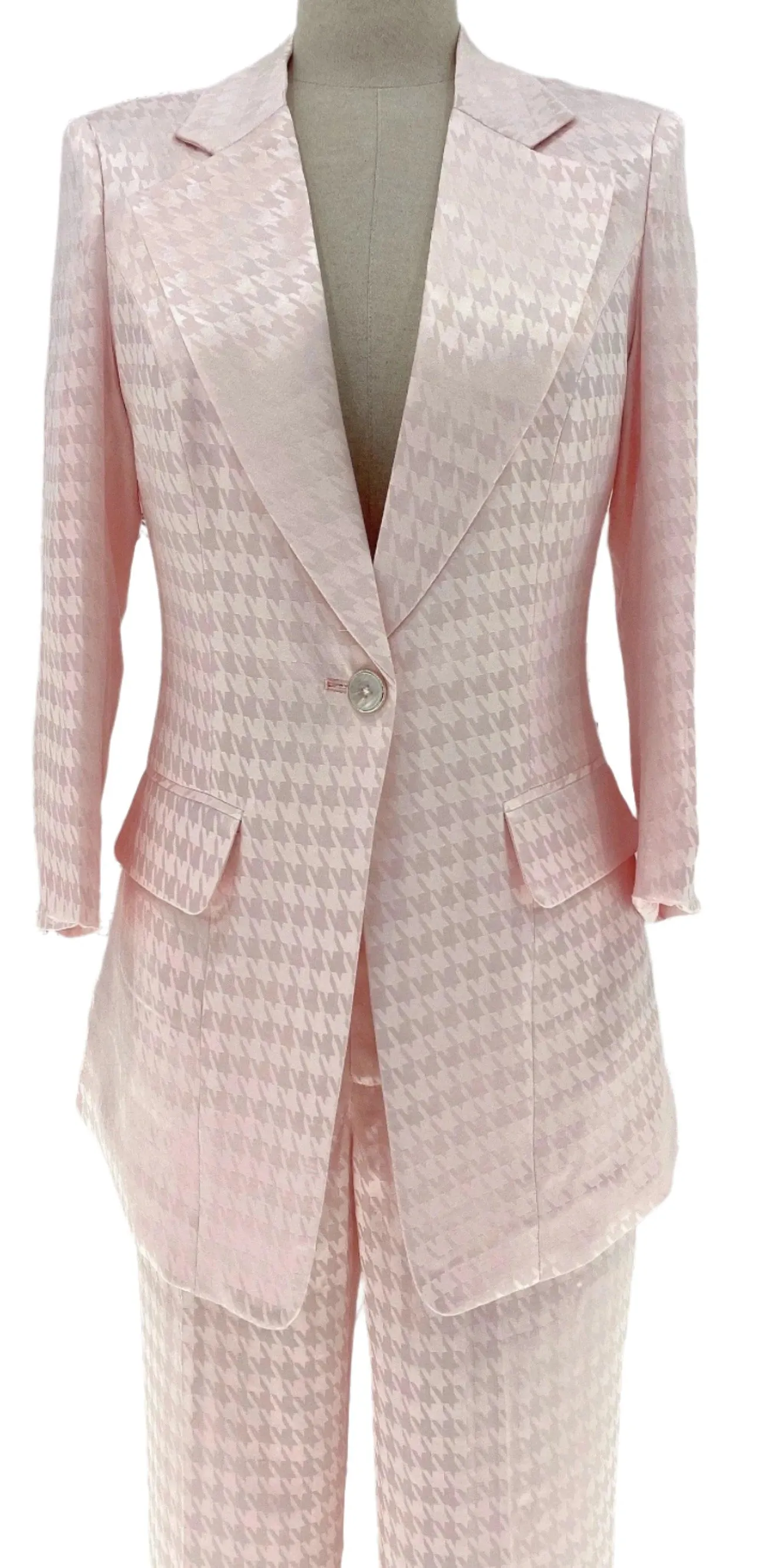 Pink Plaid Pant Suit - Thin Fabric - Elegant Feel