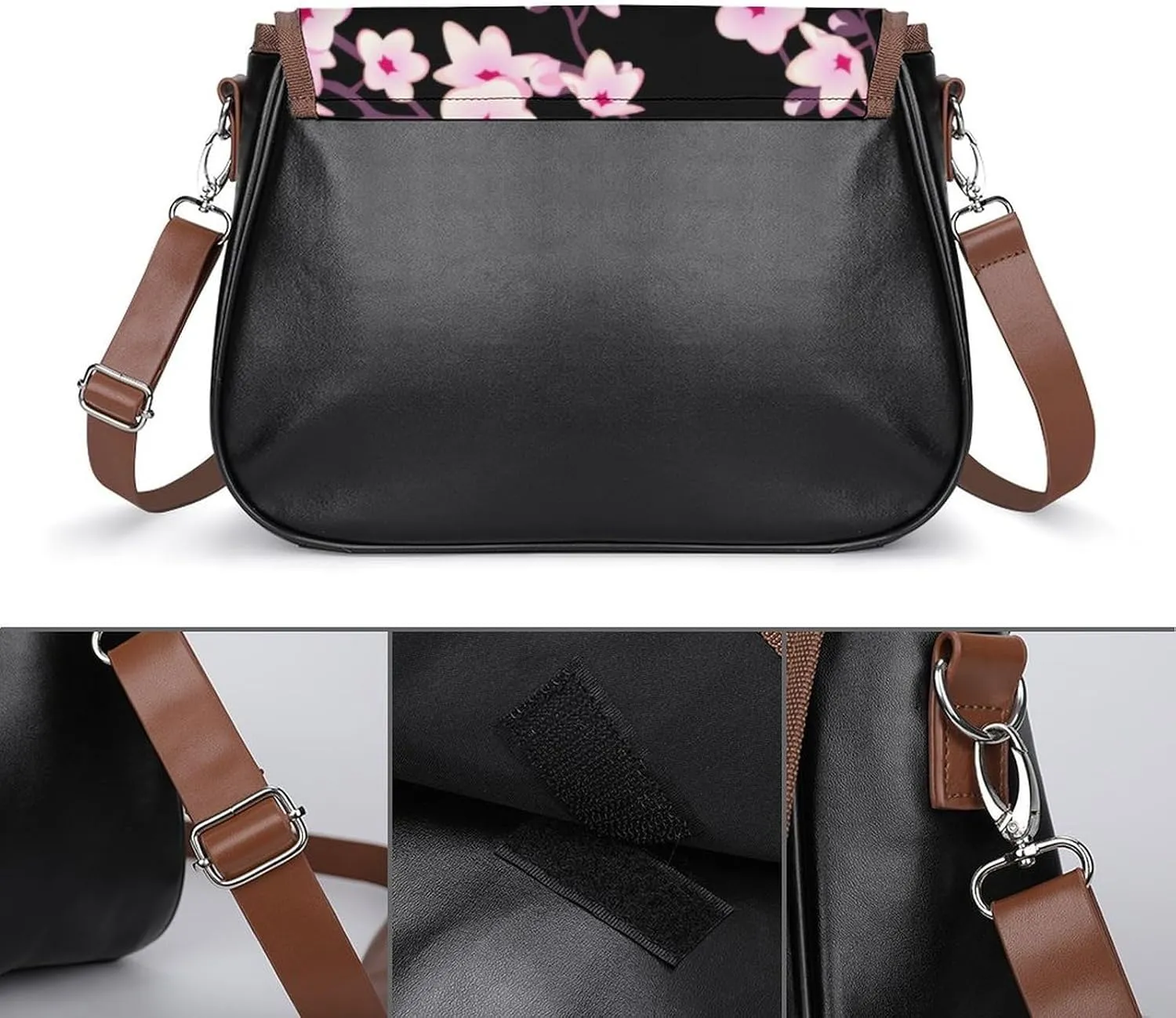 Pink Witch Gothic Pattern Fashionable And Durable Portable Leather Shoulder Bag